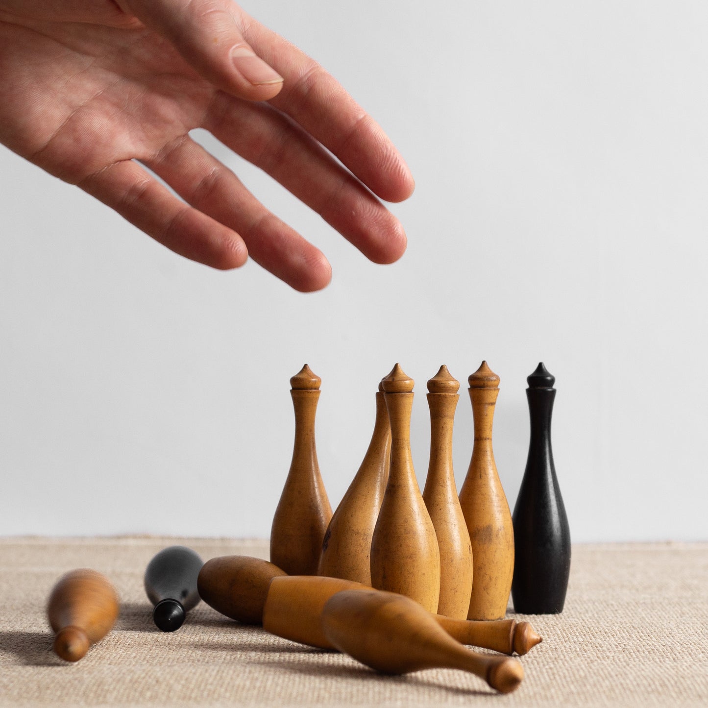 Set of Edwardian Table Skittles, England. Early 1900's.