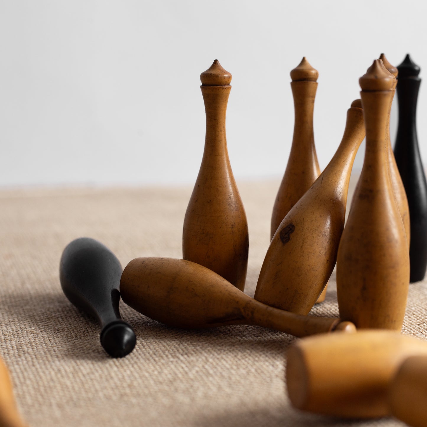 Set of Edwardian Table Skittles, England. Early 1900's.