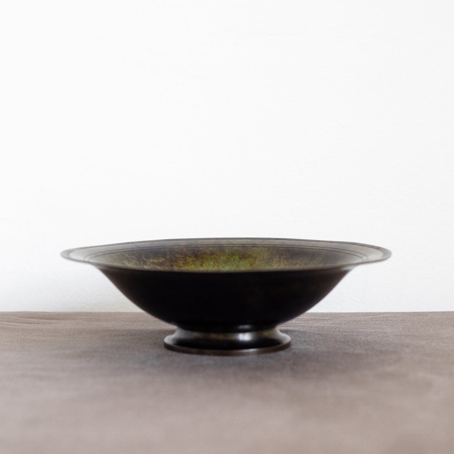Diskometal Footed Bowl, Just Andersen, Just Andersen Bronze, Denmark. 1930’s.