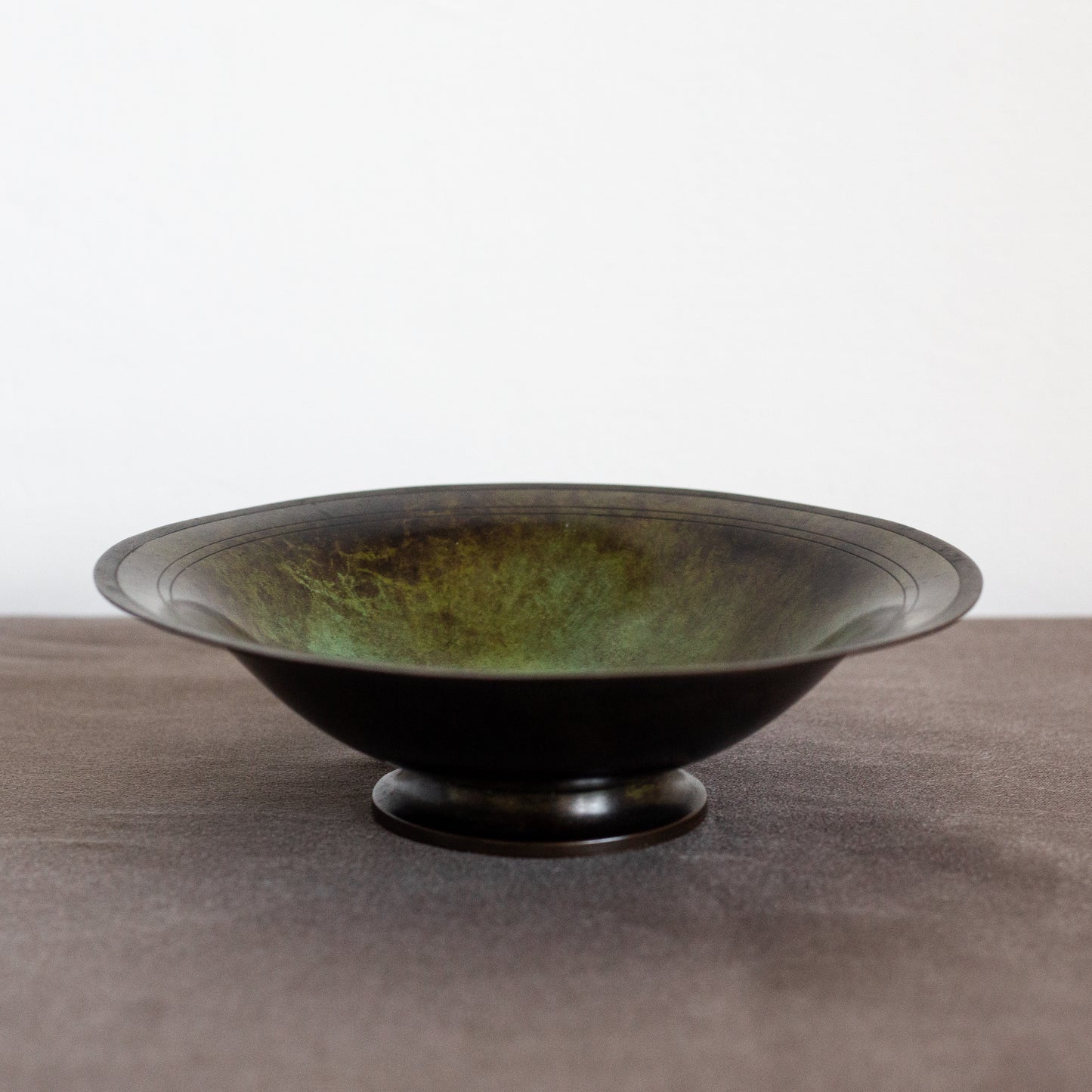 Diskometal Footed Bowl, Just Andersen, Just Andersen Bronze, Denmark. 1930’s.