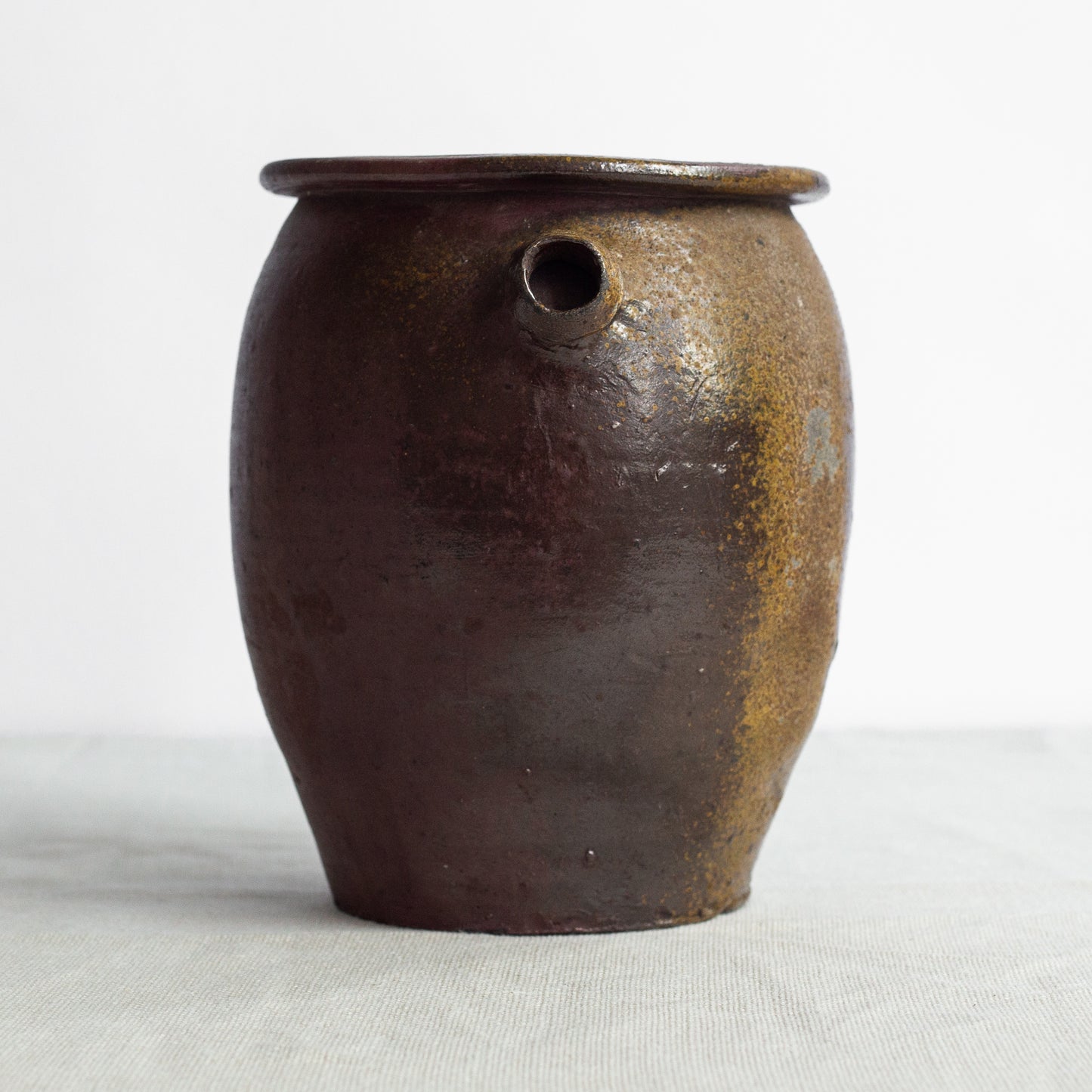 Handled stoneware crock, France. Late 19th Century.