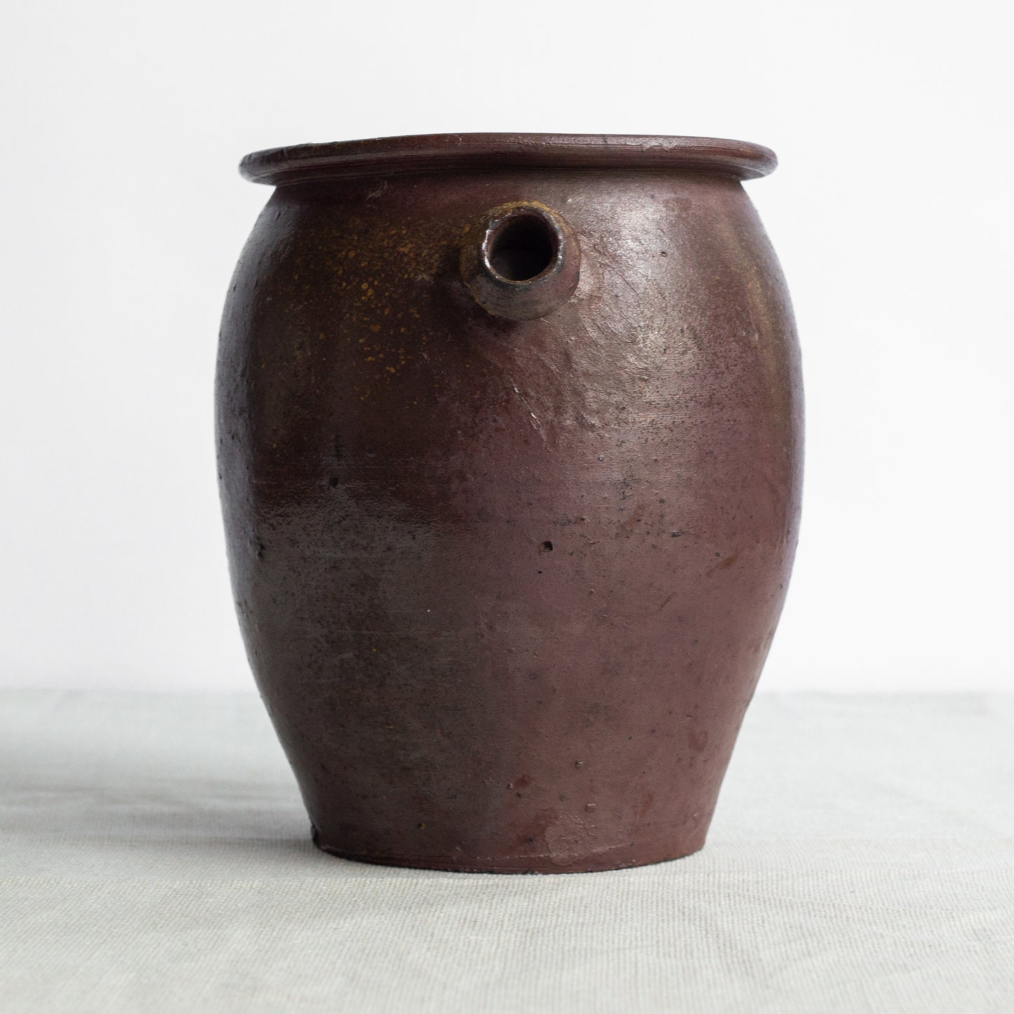Handled stoneware crock, France. Late 19th Century.