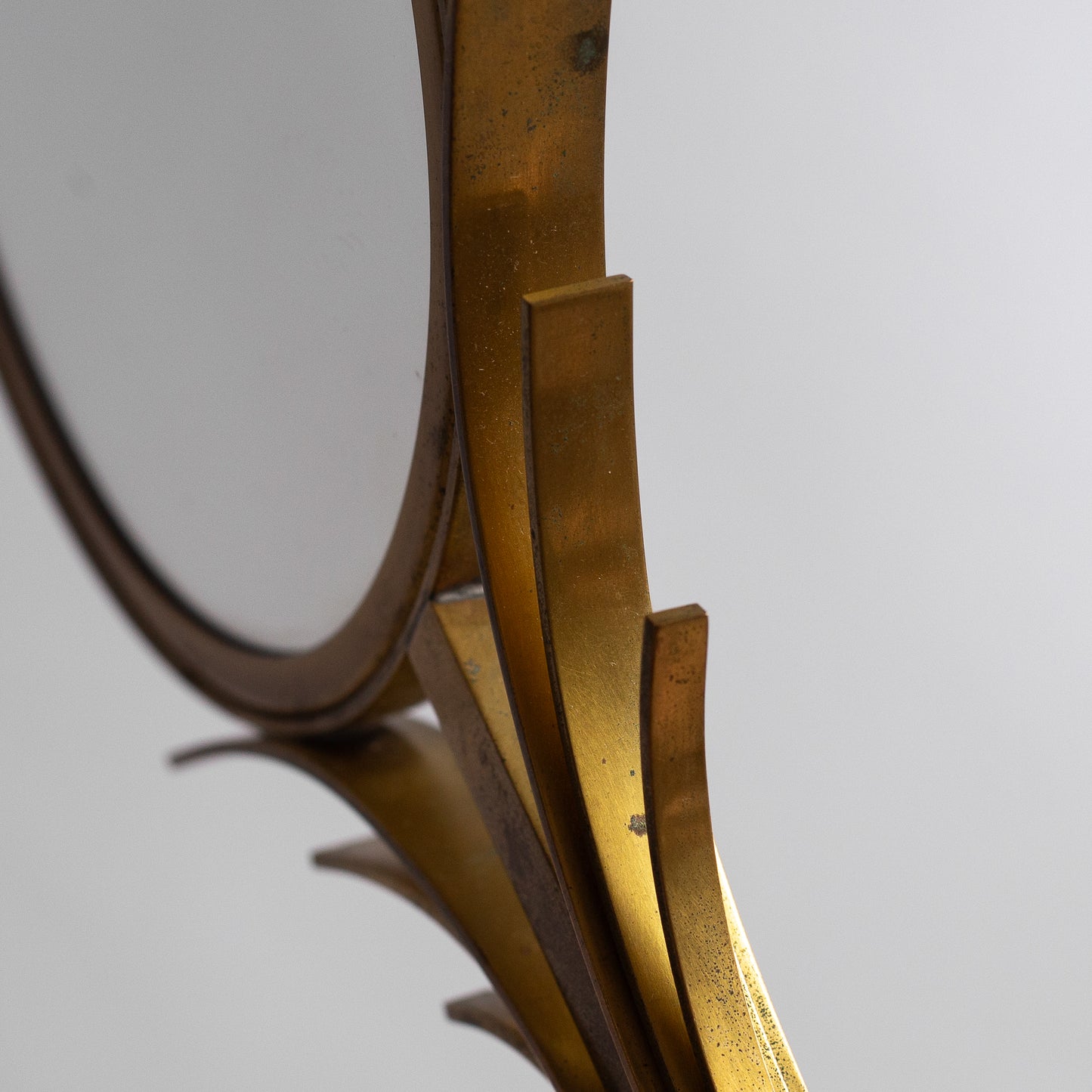 Brass Hand Mirror, Ivar Åhlenius Björk, Ystad Metall, Sweden. 1920's.