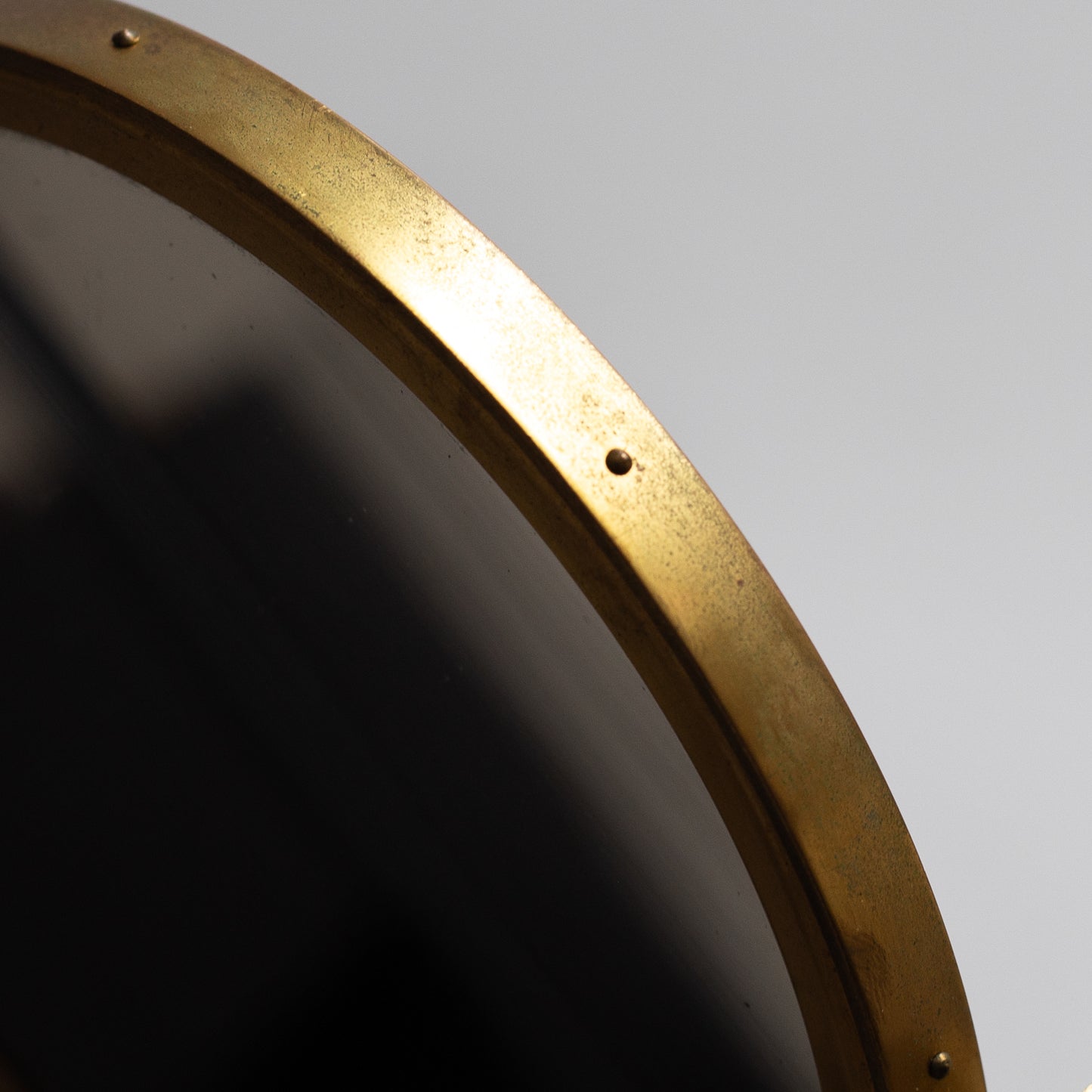 Brass Hand Mirror, Ivar Åhlenius Björk, Ystad Metall, Sweden. 1920's.