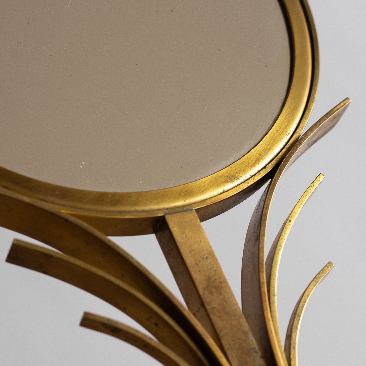 Brass Hand Mirror, Ivar Åhlenius Björk, Ystad Metall, Sweden. 1920's.