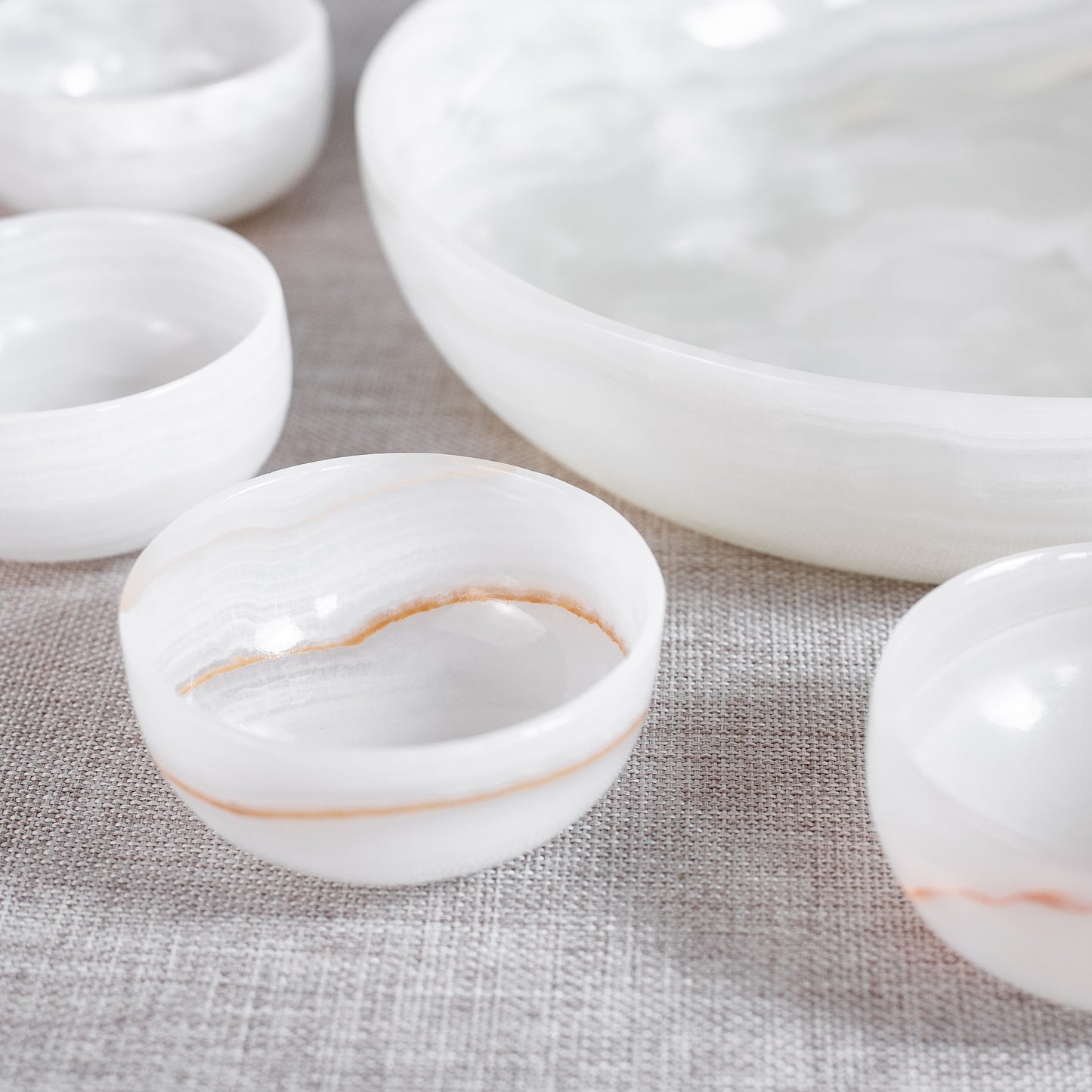 Set of ten alabaster bowls, Tanzania. 1980’s.