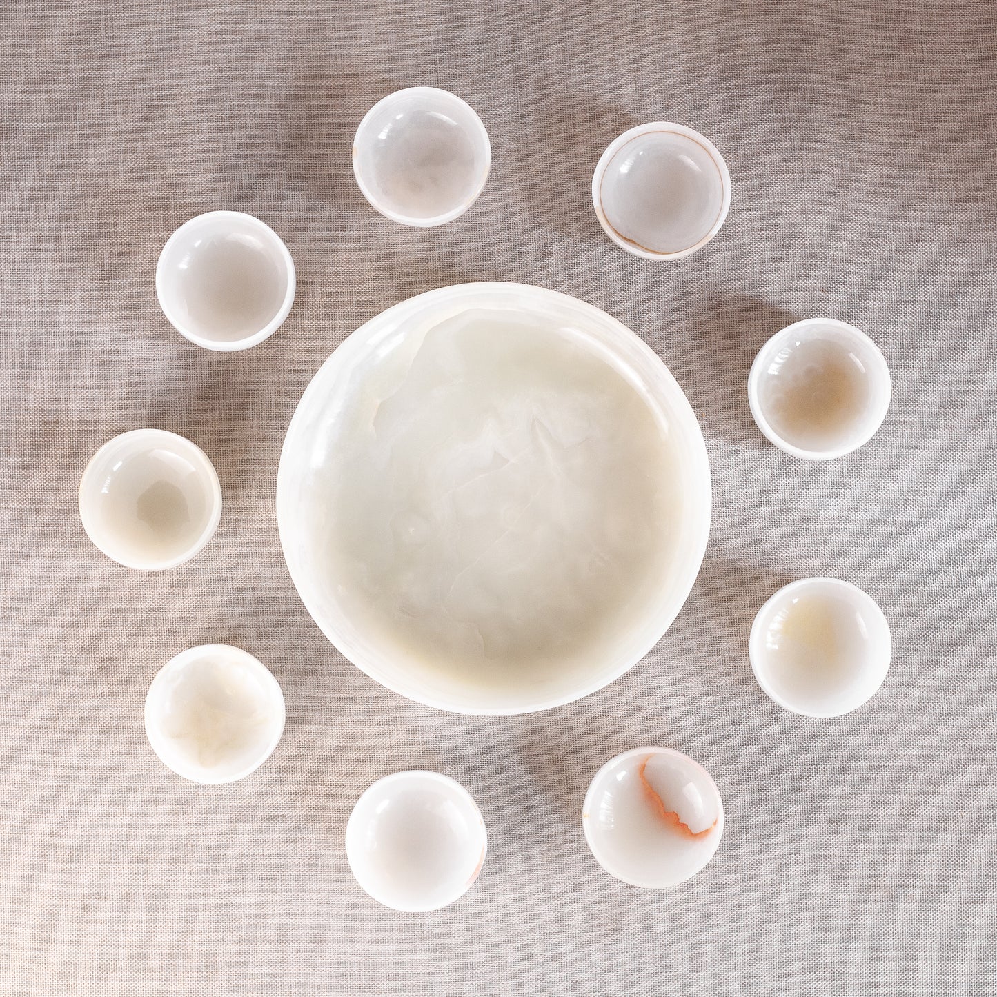 Set of ten alabaster bowls, Tanzania. 1980’s.