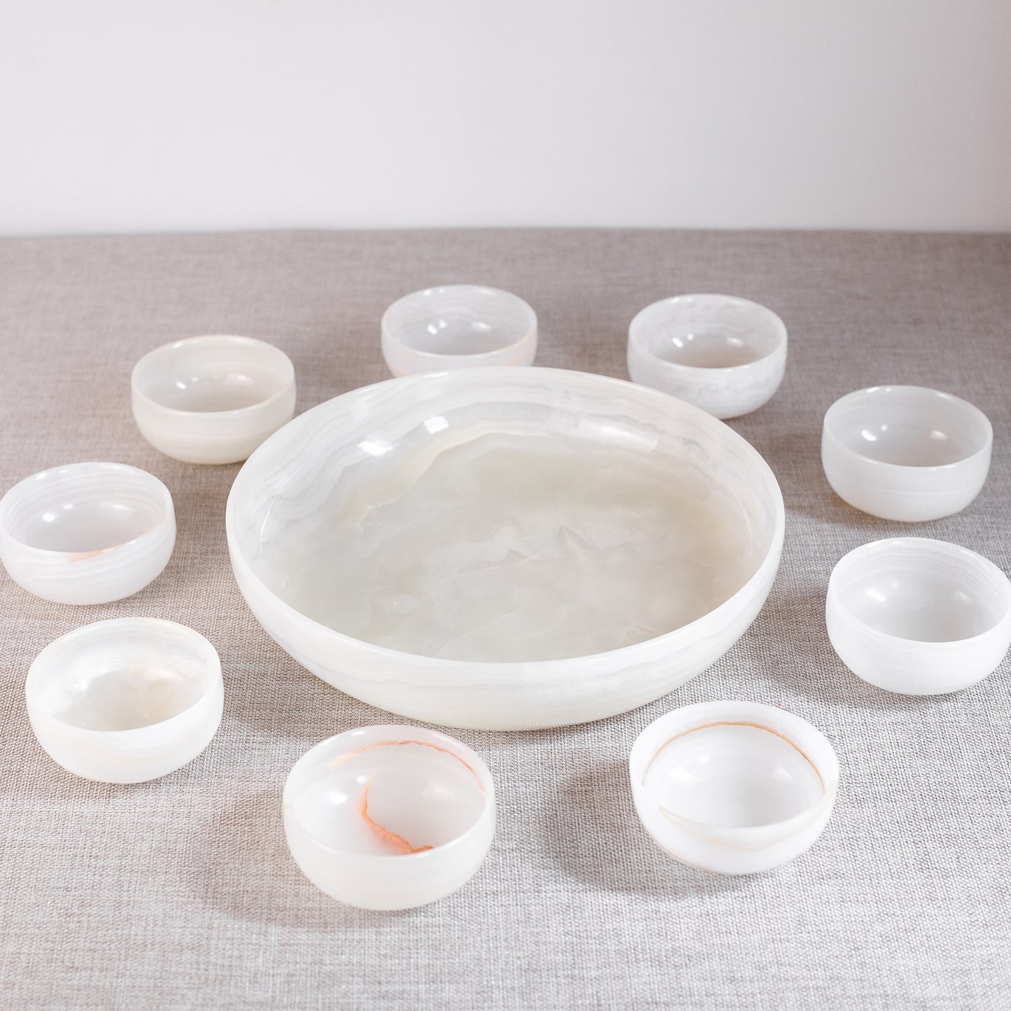 Set of ten alabaster bowls, Tanzania. 1980’s.