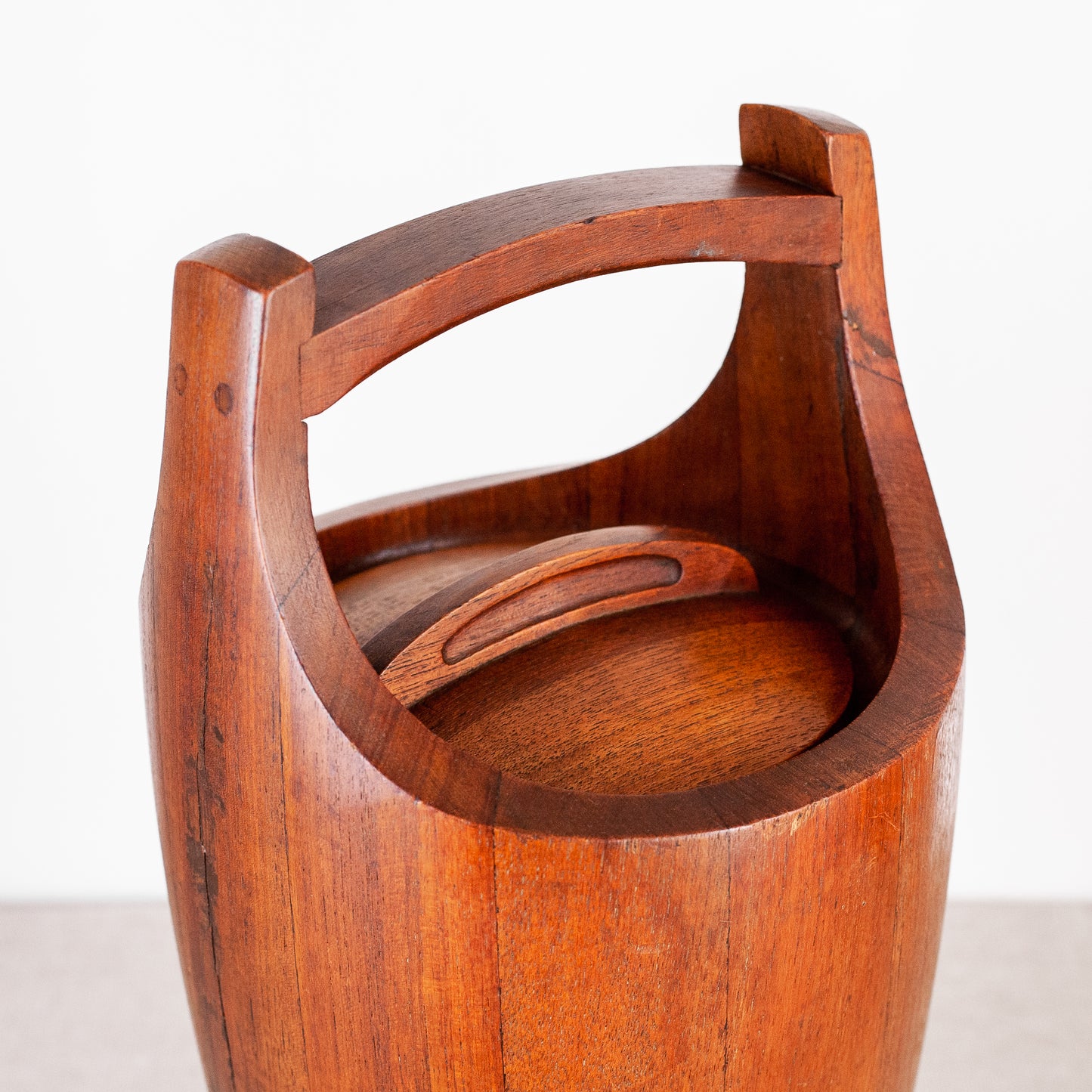 Early staved teak ice bucket, Jens Quistgaard, Dansk Designs, Denmark. 1950's.