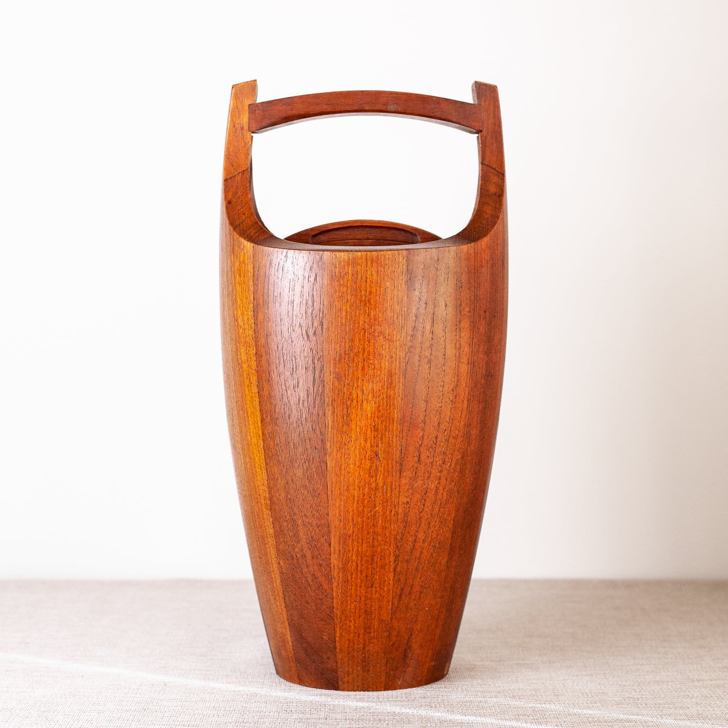 Early staved teak ice bucket, Jens Quistgaard, Dansk Designs, Denmark. 1950's.