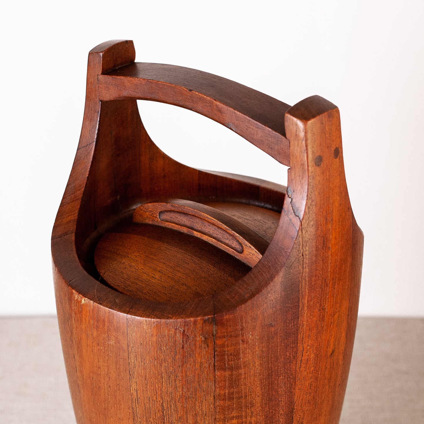 Early staved teak ice bucket, Jens Quistgaard, Dansk Designs, Denmark. 1950's.