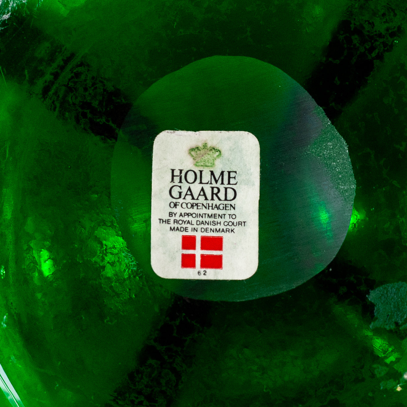 Green ‘Kluk Kluk’ decanter, Jacob Bang, Holmegaard, Denmark. 1950’s.