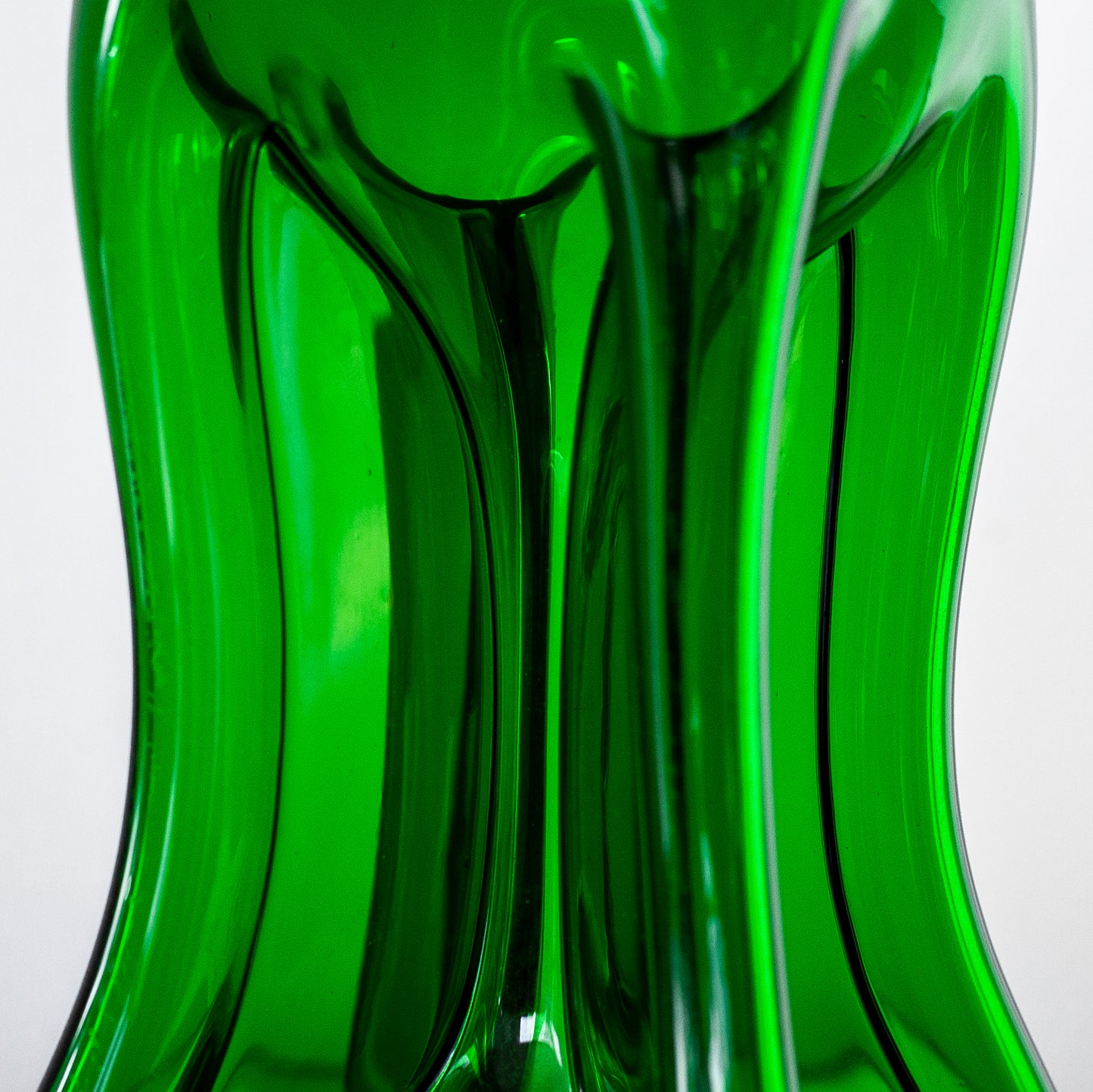 Green ‘Kluk Kluk’ decanter, Jacob Bang, Holmegaard, Denmark. 1950’s.