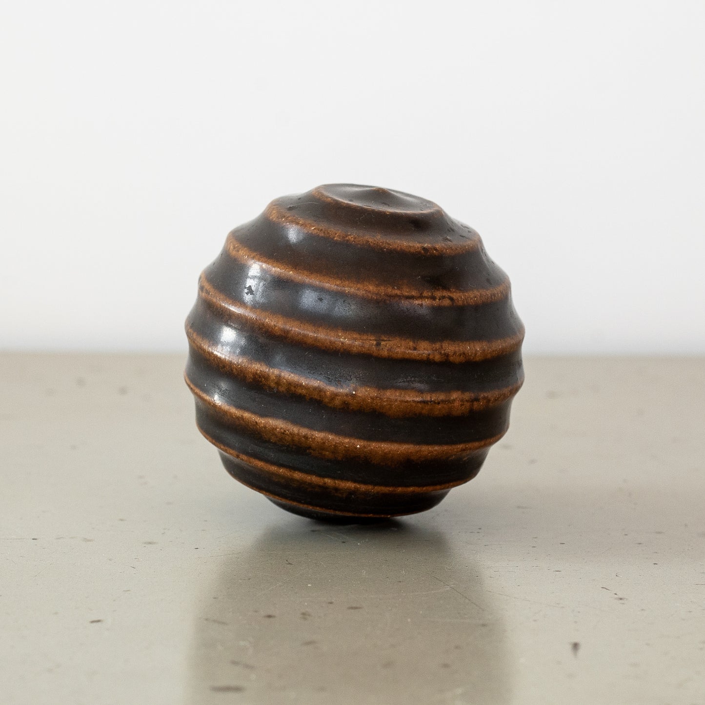 Spherical ridged sculpture. Mid-20th century.