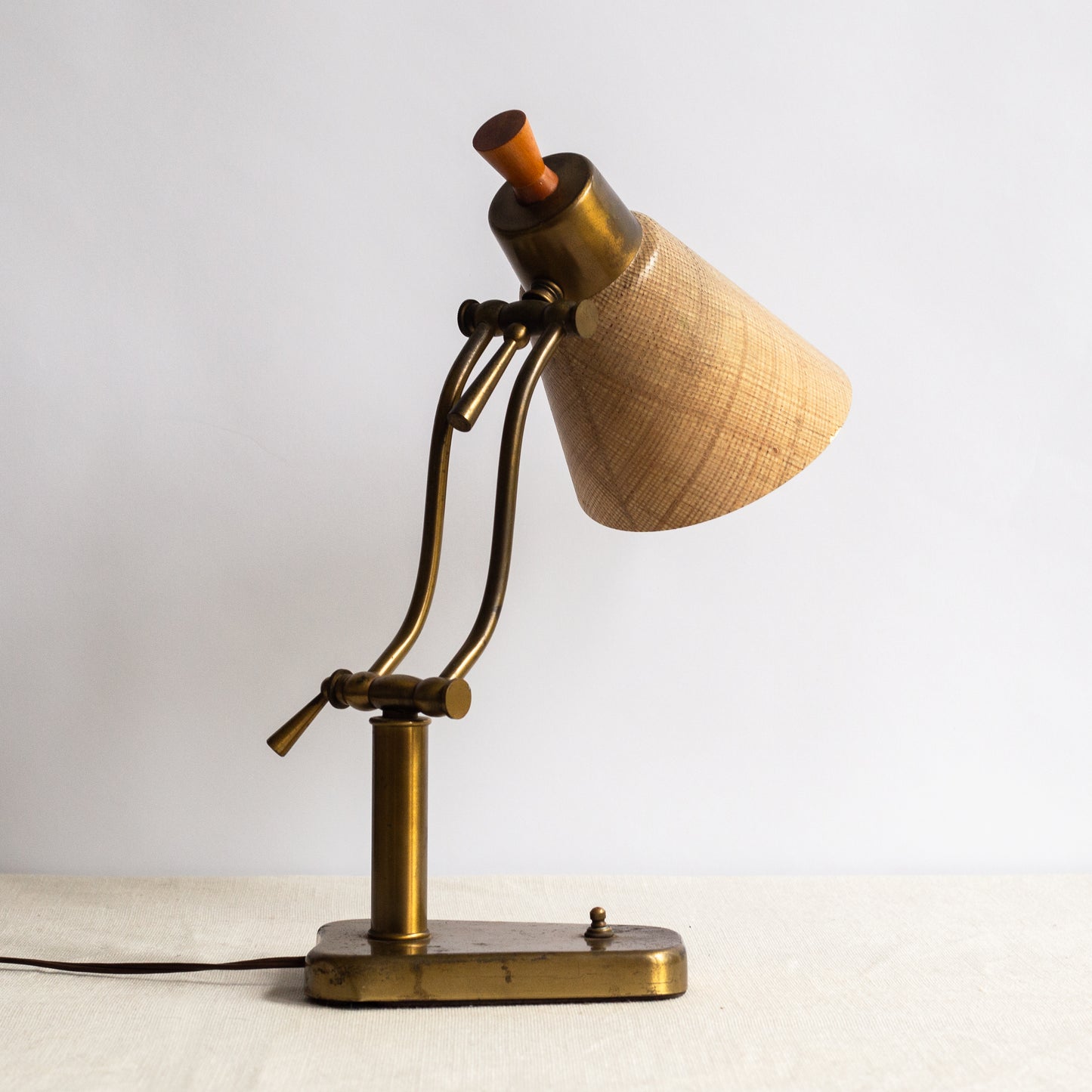 Articulating Desk Lamp with fibreglass shade, France. 1950s.