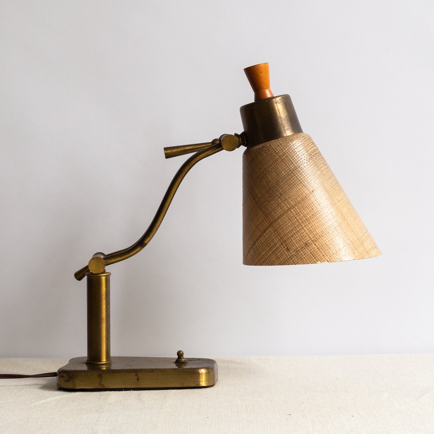 Articulating Desk Lamp with fibreglass shade, France. 1950s.
