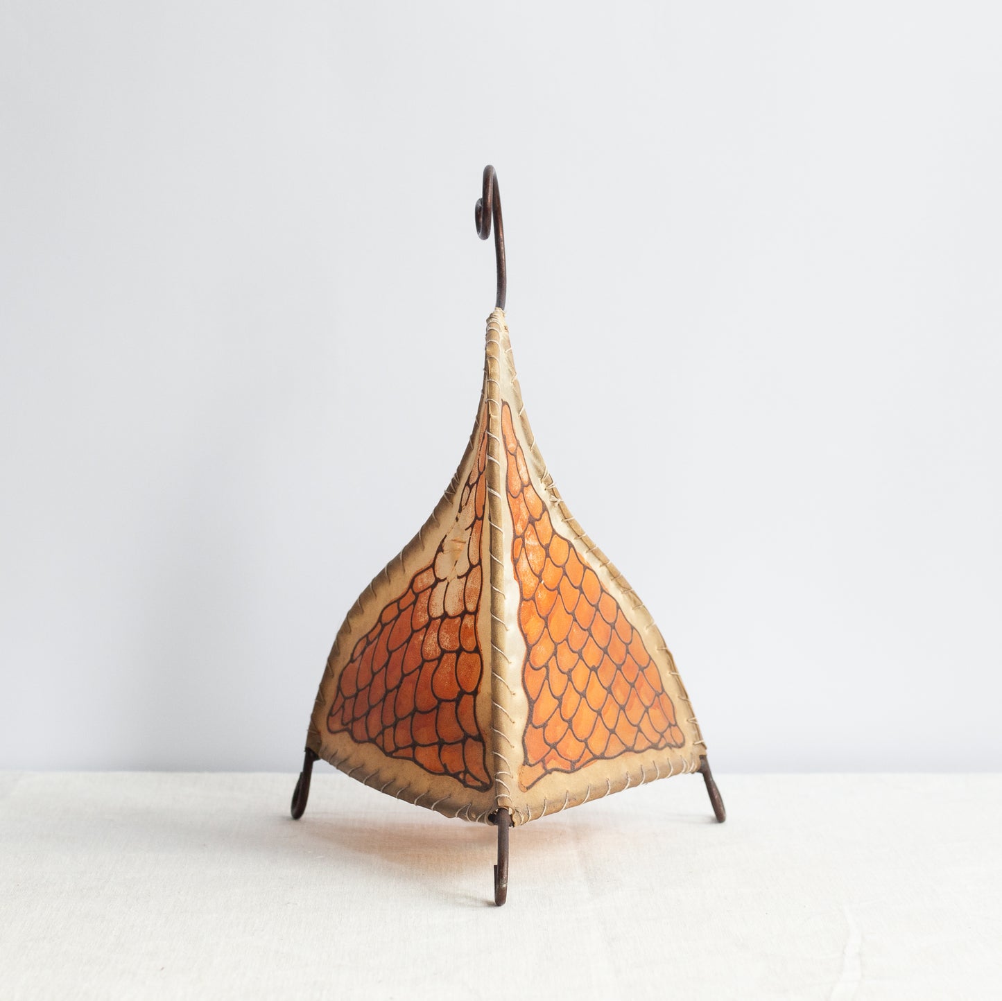 Pair of rawhide henna table lamps, Morocco. 1970’s.