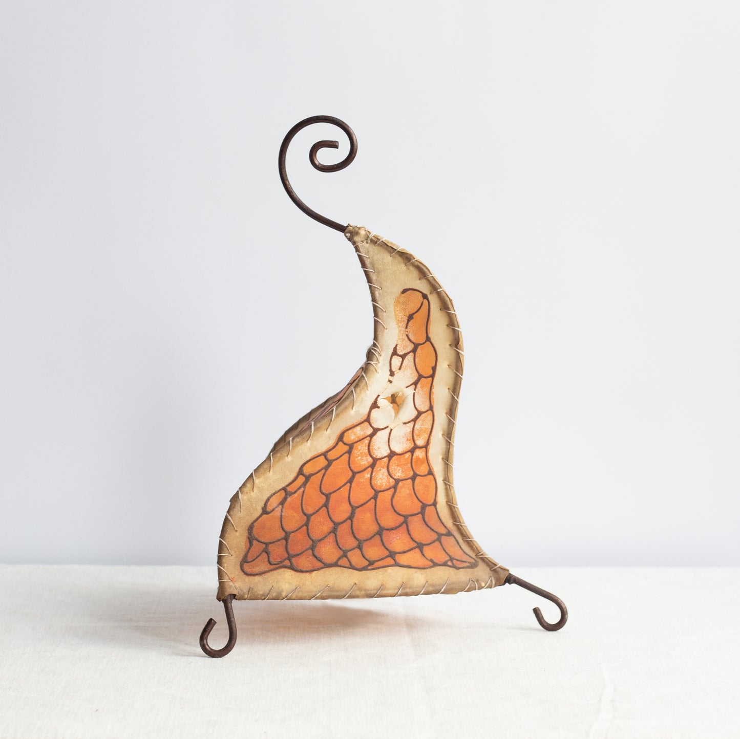 Pair of rawhide henna table lamps, Morocco. 1970’s.