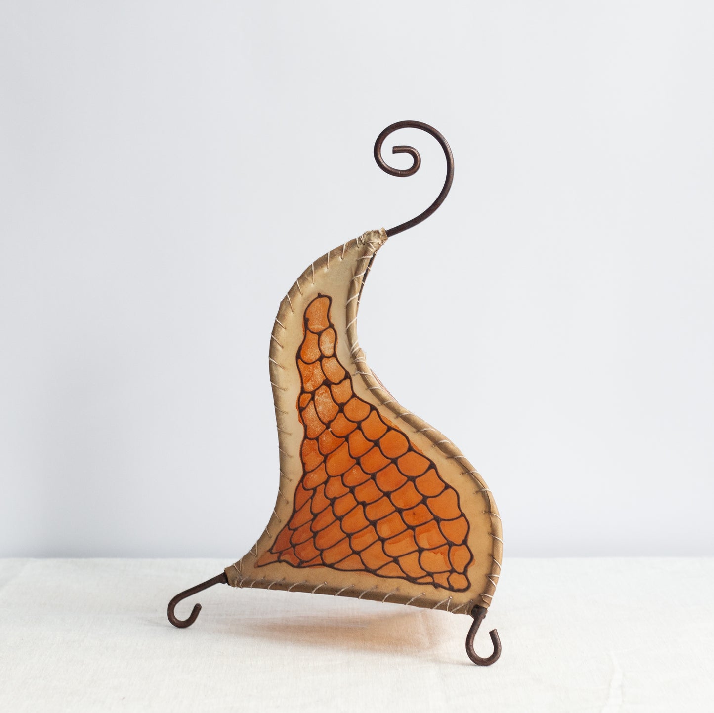 Pair of rawhide henna table lamps, Morocco. 1970’s.