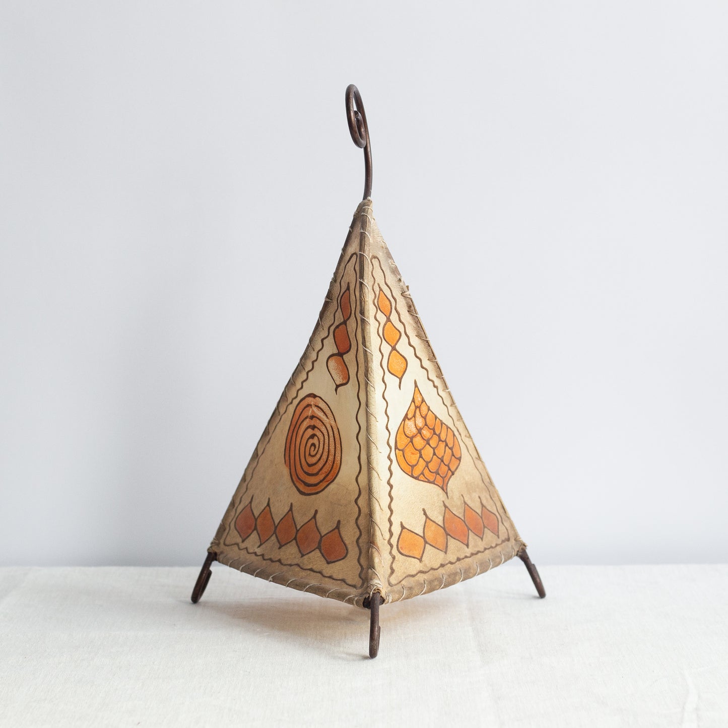 Pair of rawhide henna table lamps, Morocco. 1970’s.