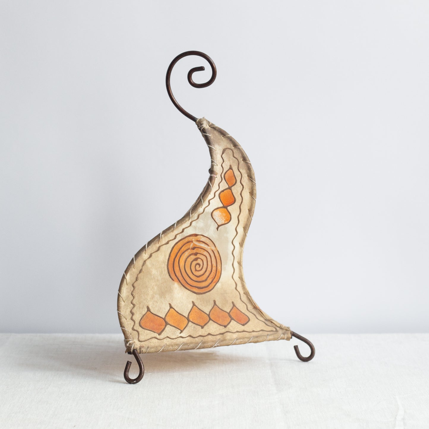 Pair of rawhide henna table lamps, Morocco. 1970’s.