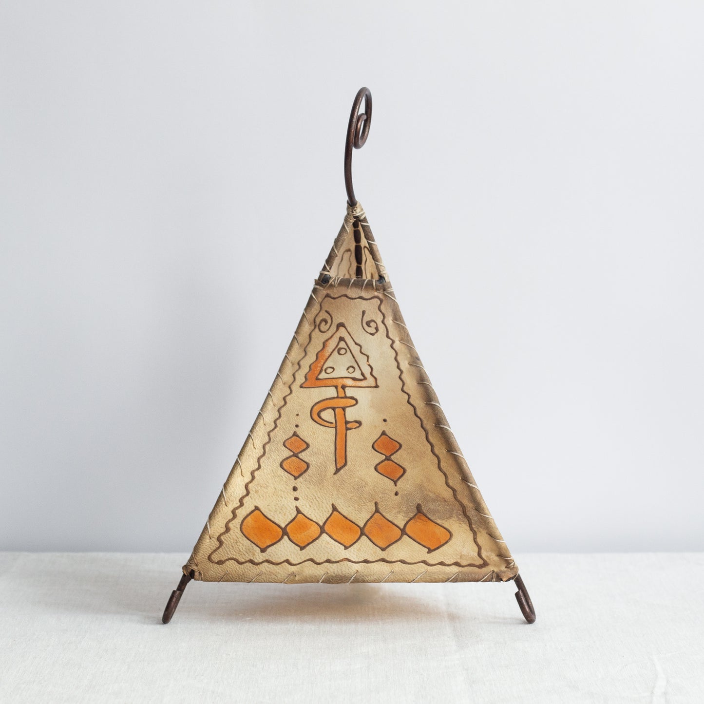 Pair of rawhide henna table lamps, Morocco. 1970’s.