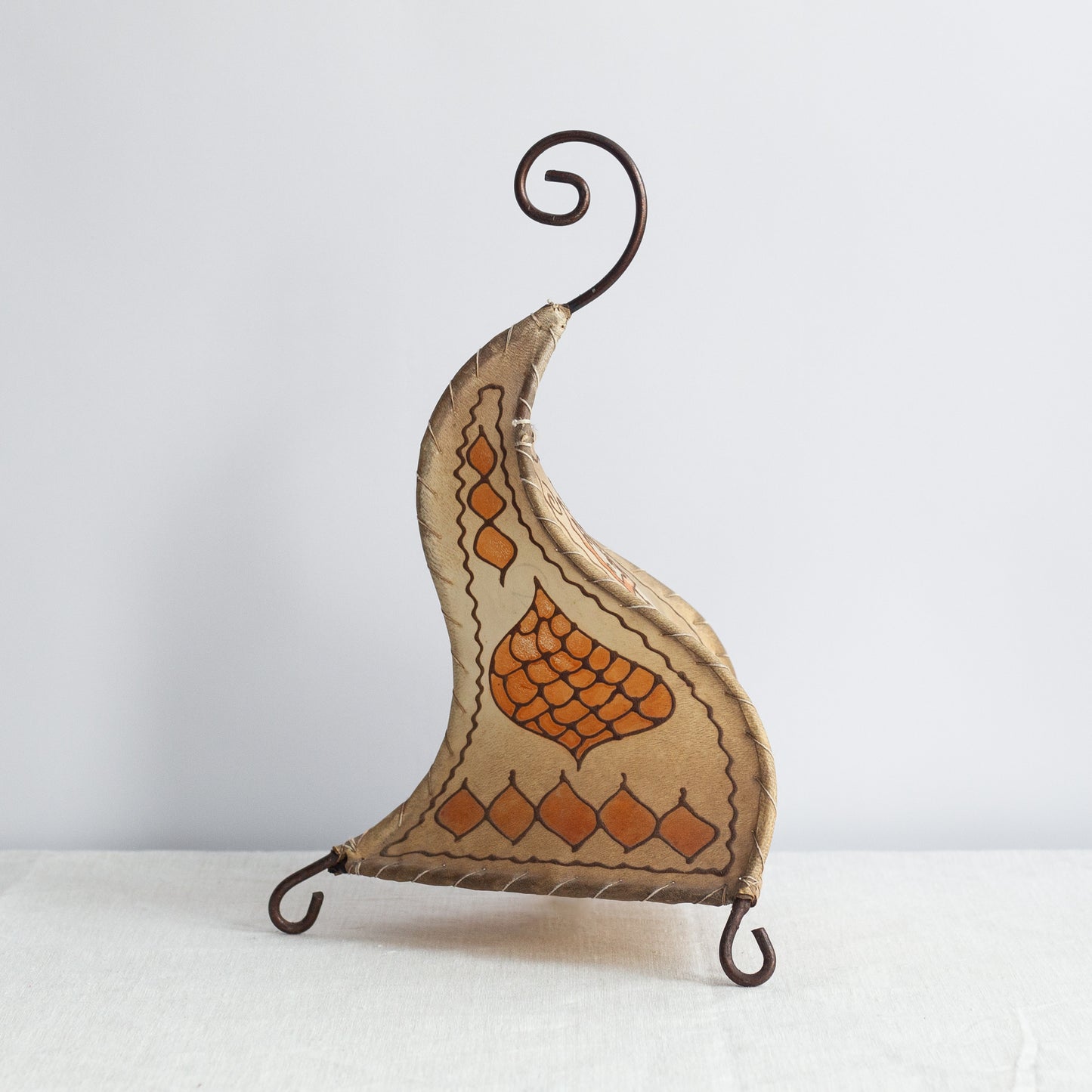 Pair of rawhide henna table lamps, Morocco. 1970’s.