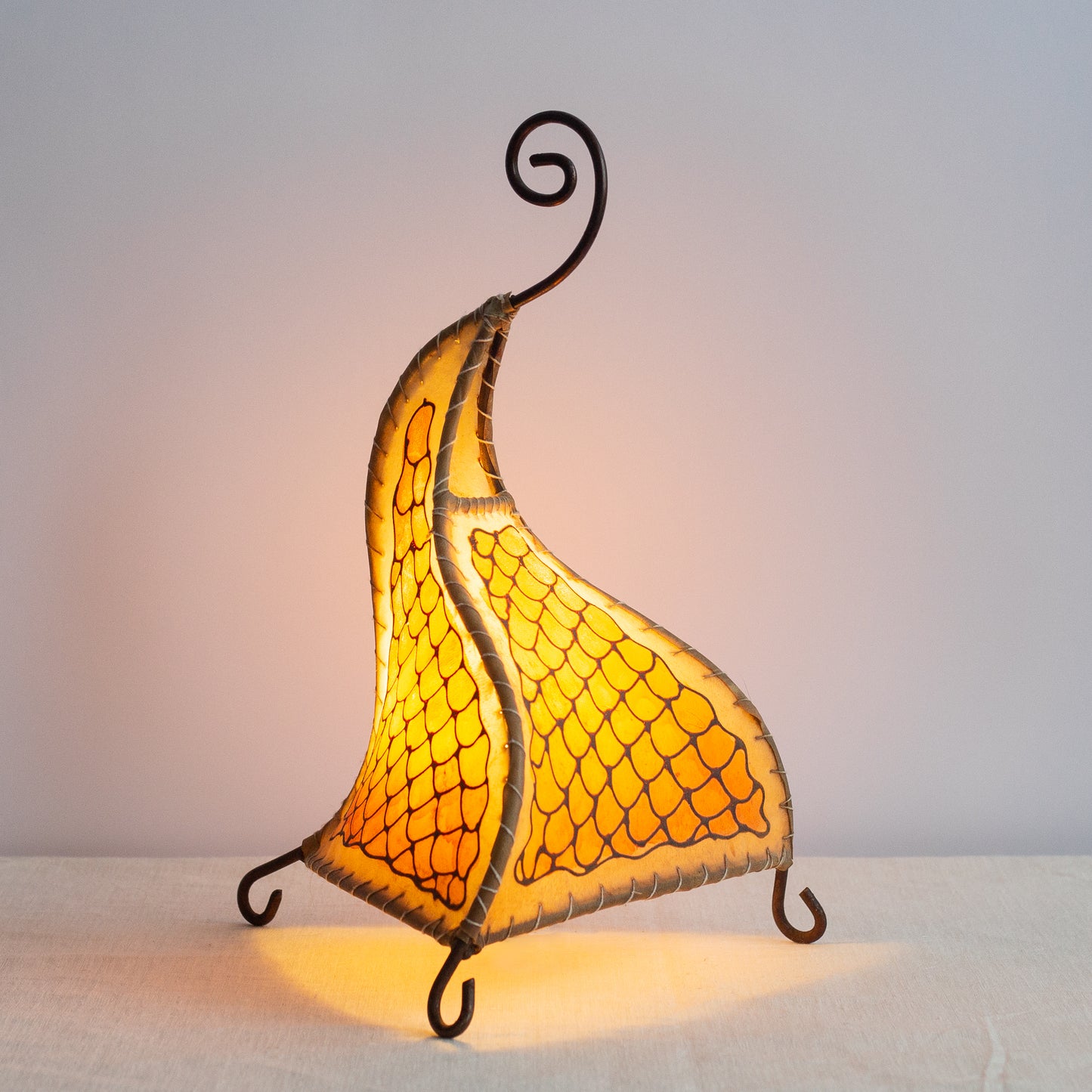 Pair of rawhide henna table lamps, Morocco. 1970’s.