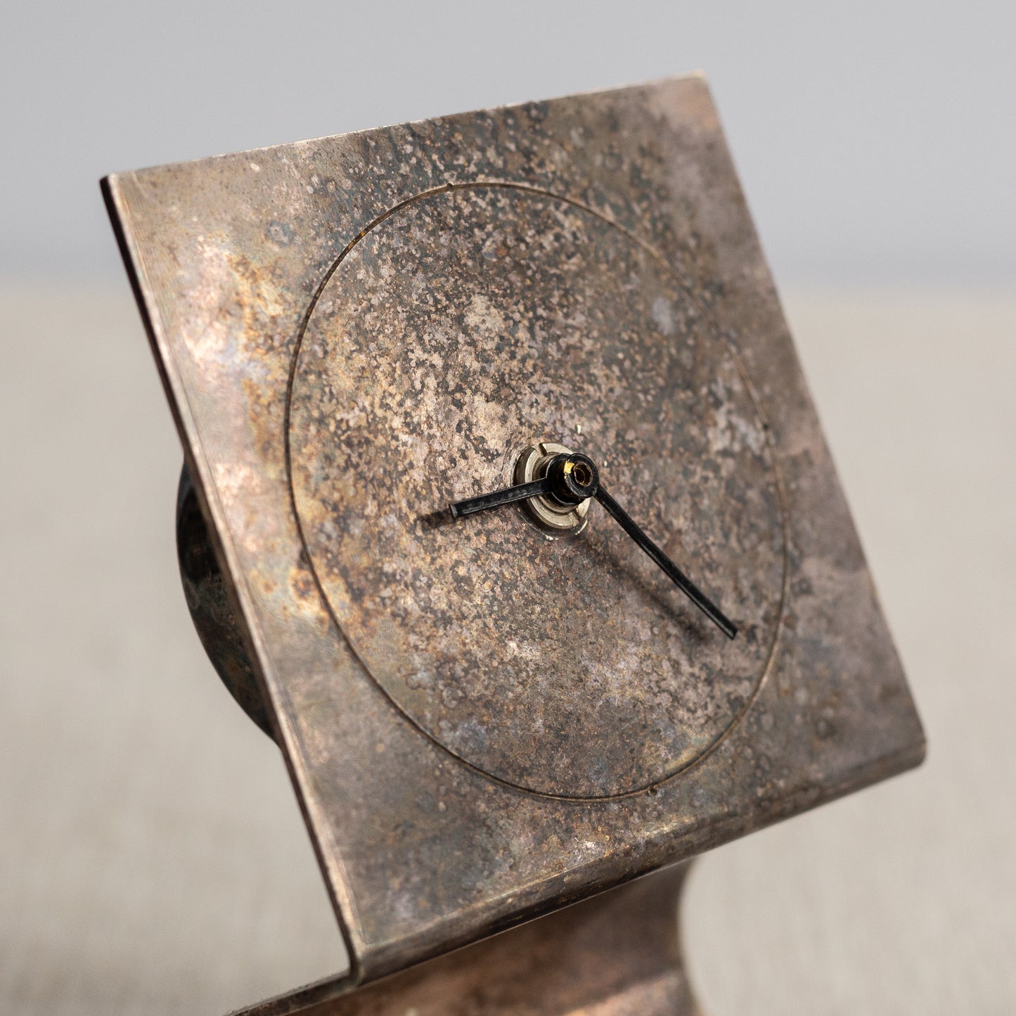 Silver plated modernist clock, Italora, Italy. 1970’s.