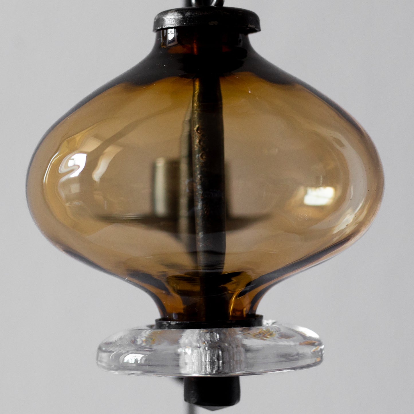 Iron and Glass Chandelier, Erik Höglund, Boda, Sweden. 1950’s.