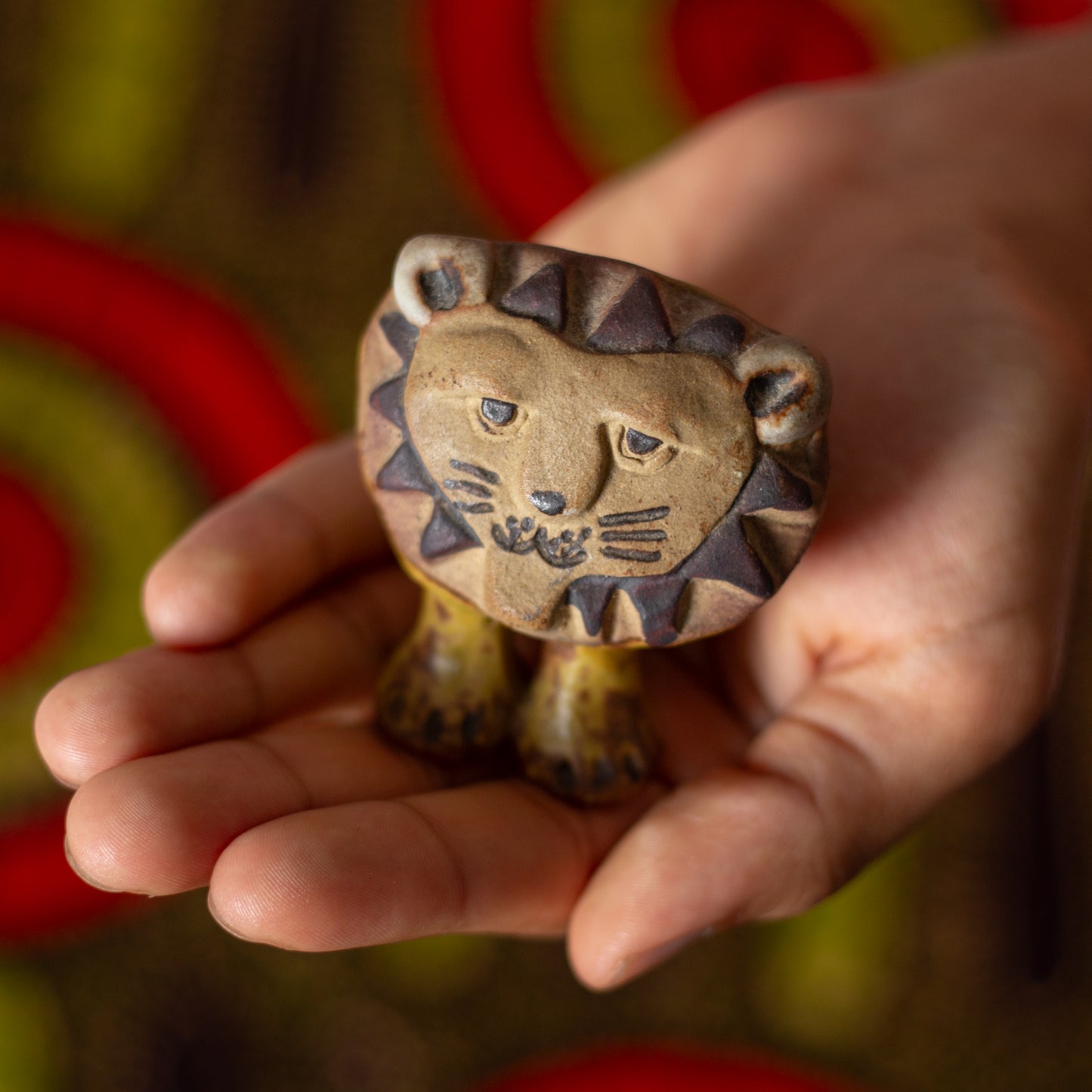 Miniature Lion Sculpture, Tremar Pottery, England. 1970’s.