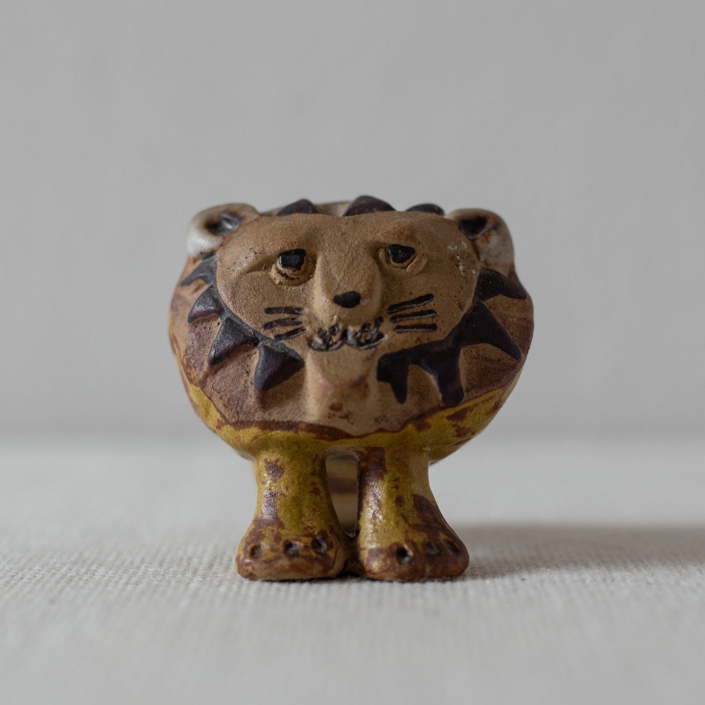 Miniature Lion Sculpture, Tremar Pottery, England. 1970’s.