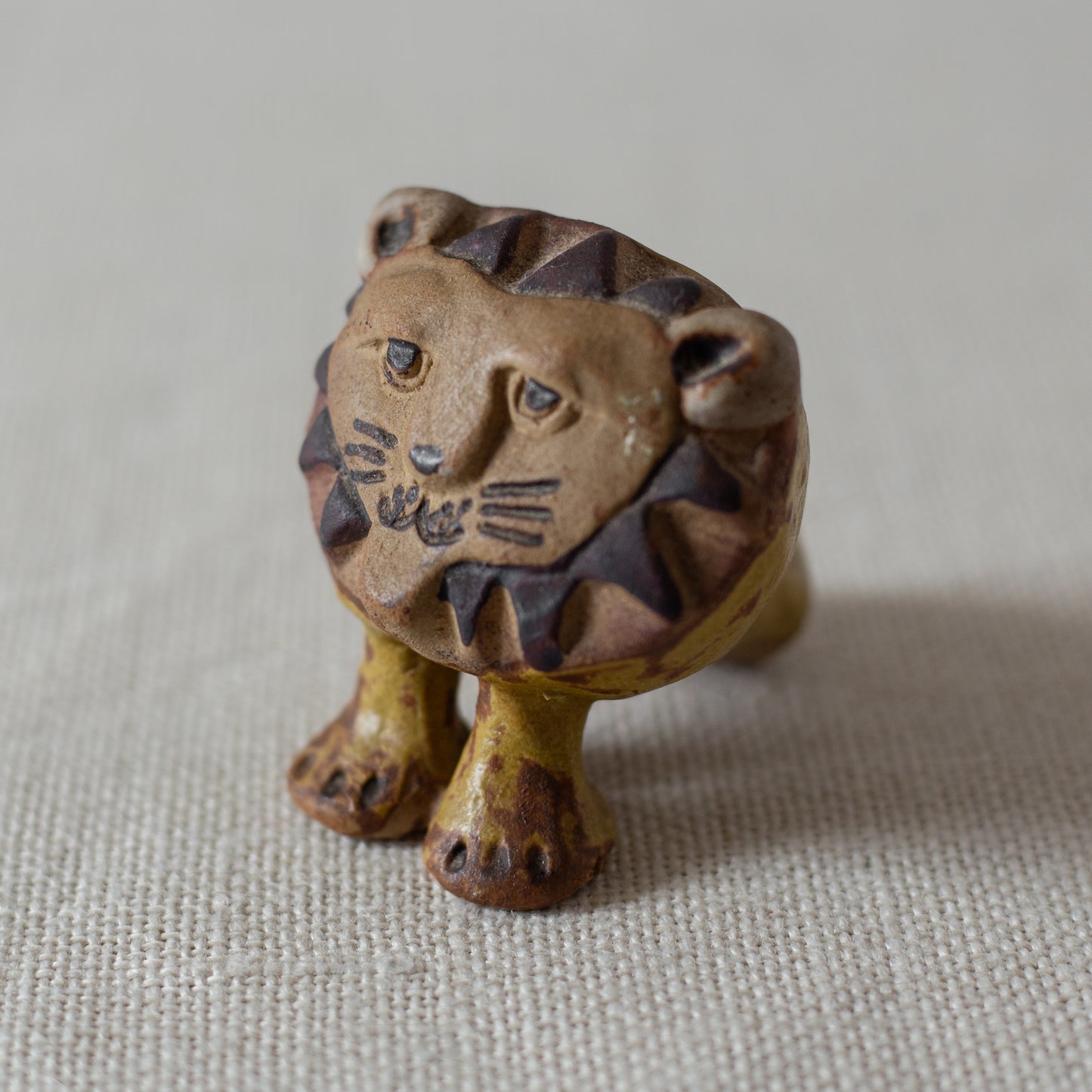 Miniature Lion Sculpture, Tremar Pottery, England. 1970’s.