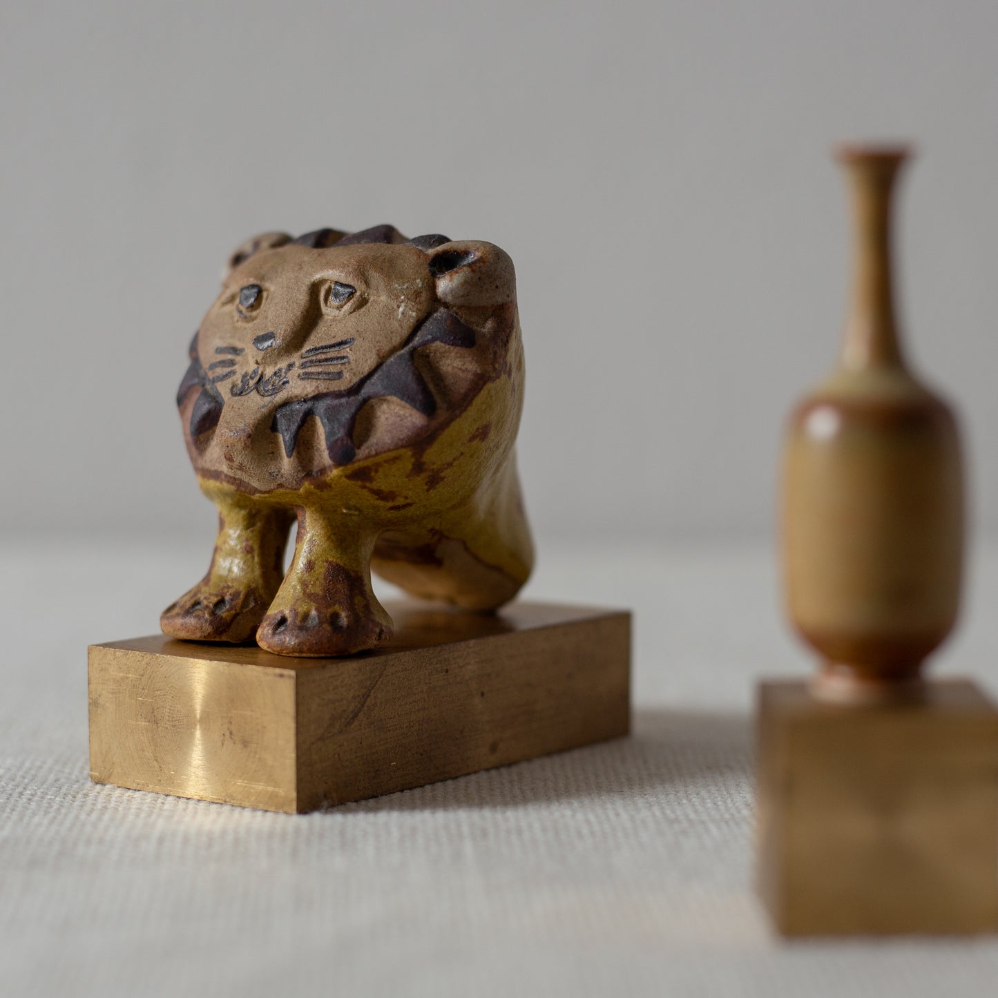 Miniature Lion Sculpture, Tremar Pottery, England. 1970’s.