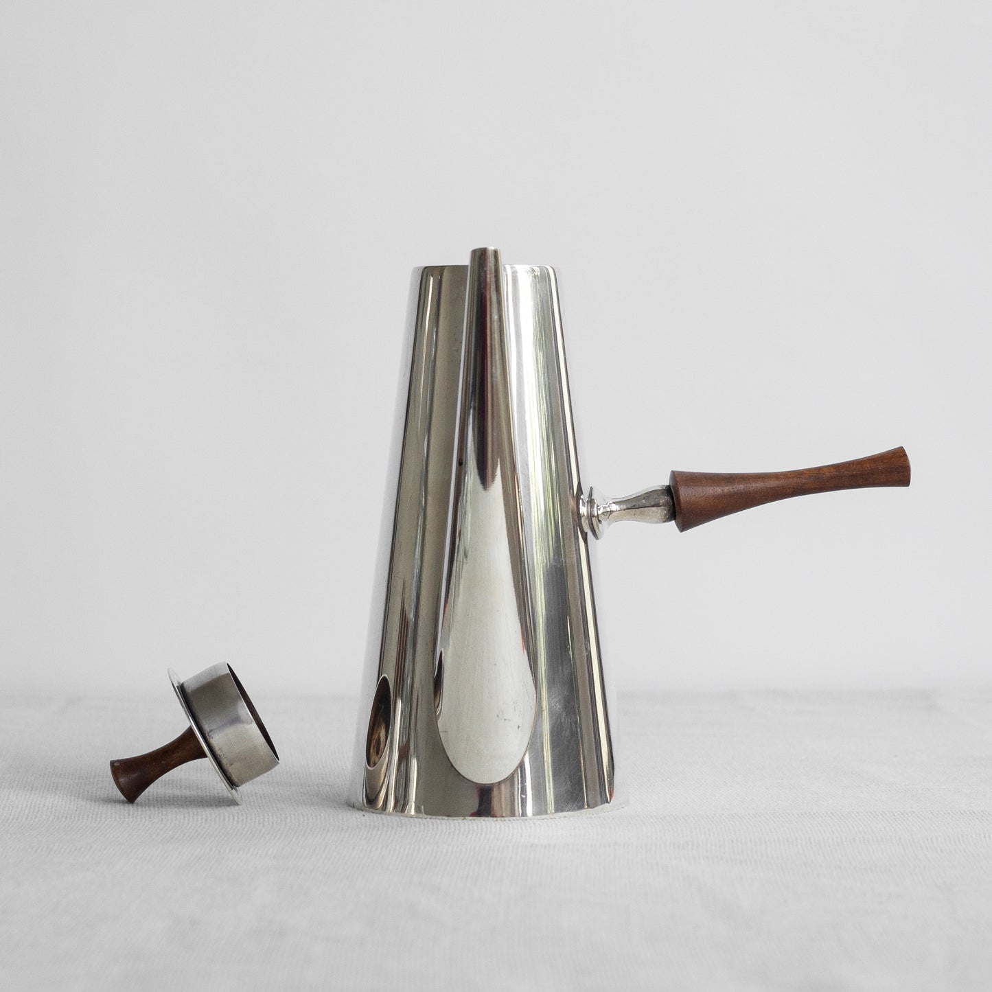 Modernist silver-plate and rosewood coffee set, Italy, 1950s.