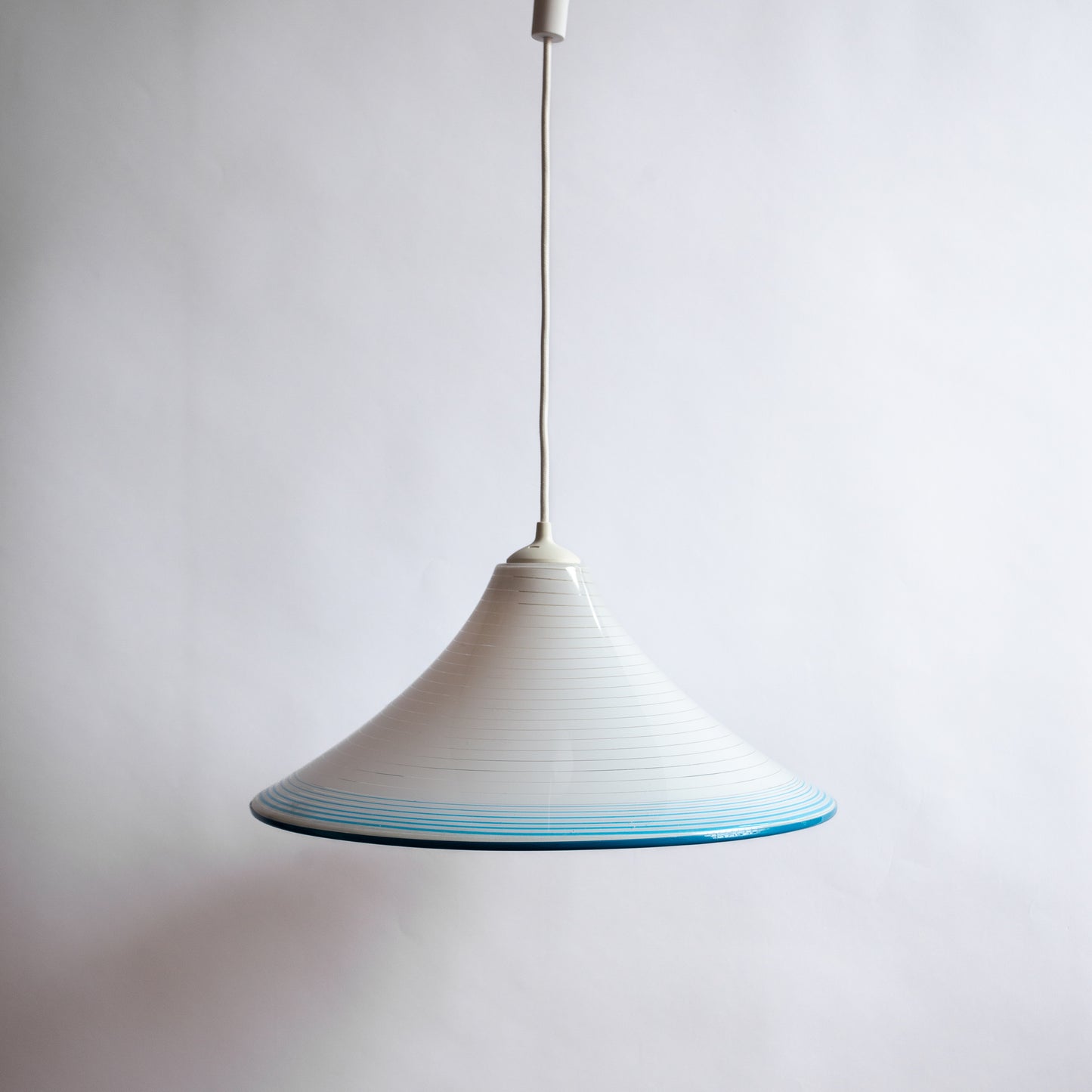 Blue Striped Pendant Lamp, Habitat, England. 1970's.