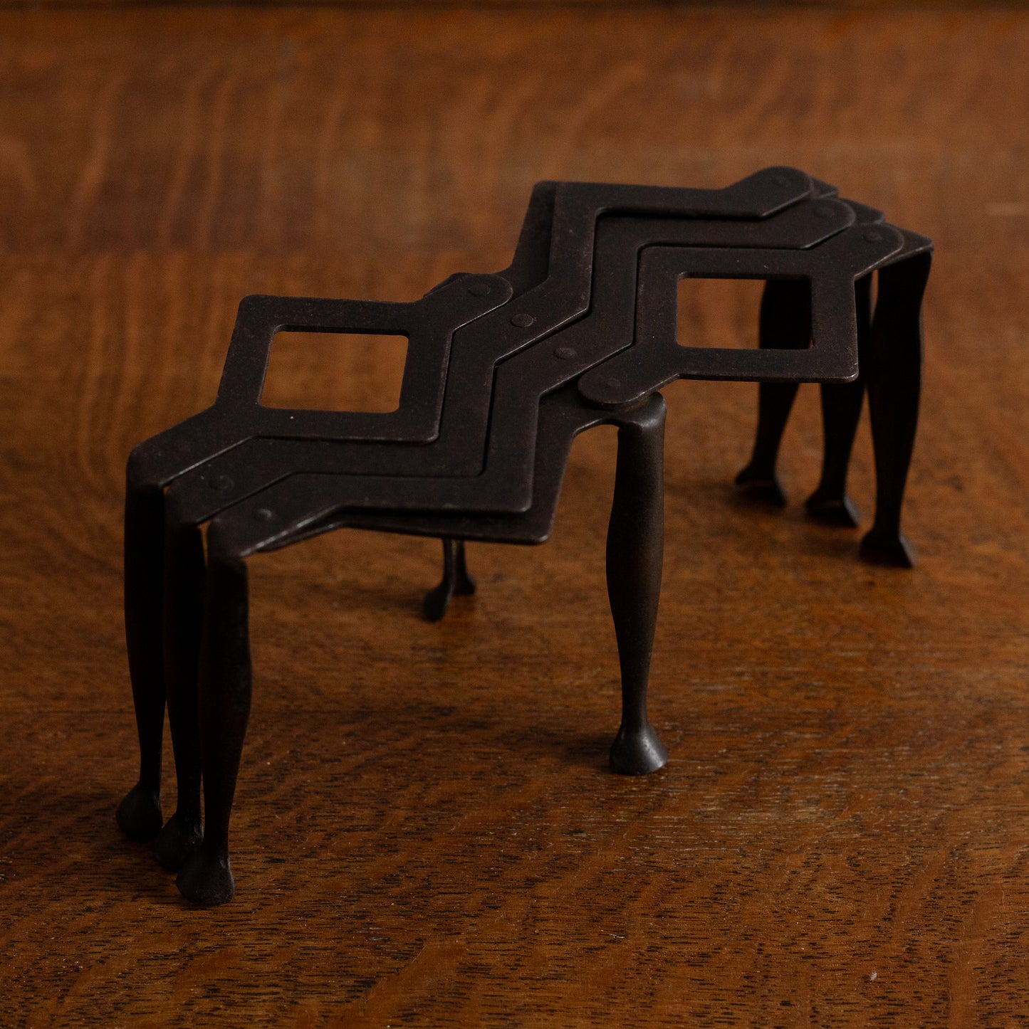 Rare ‘Yote’ Collapsable Iron Trivet, W. J. Riley, England. Late 1920’s