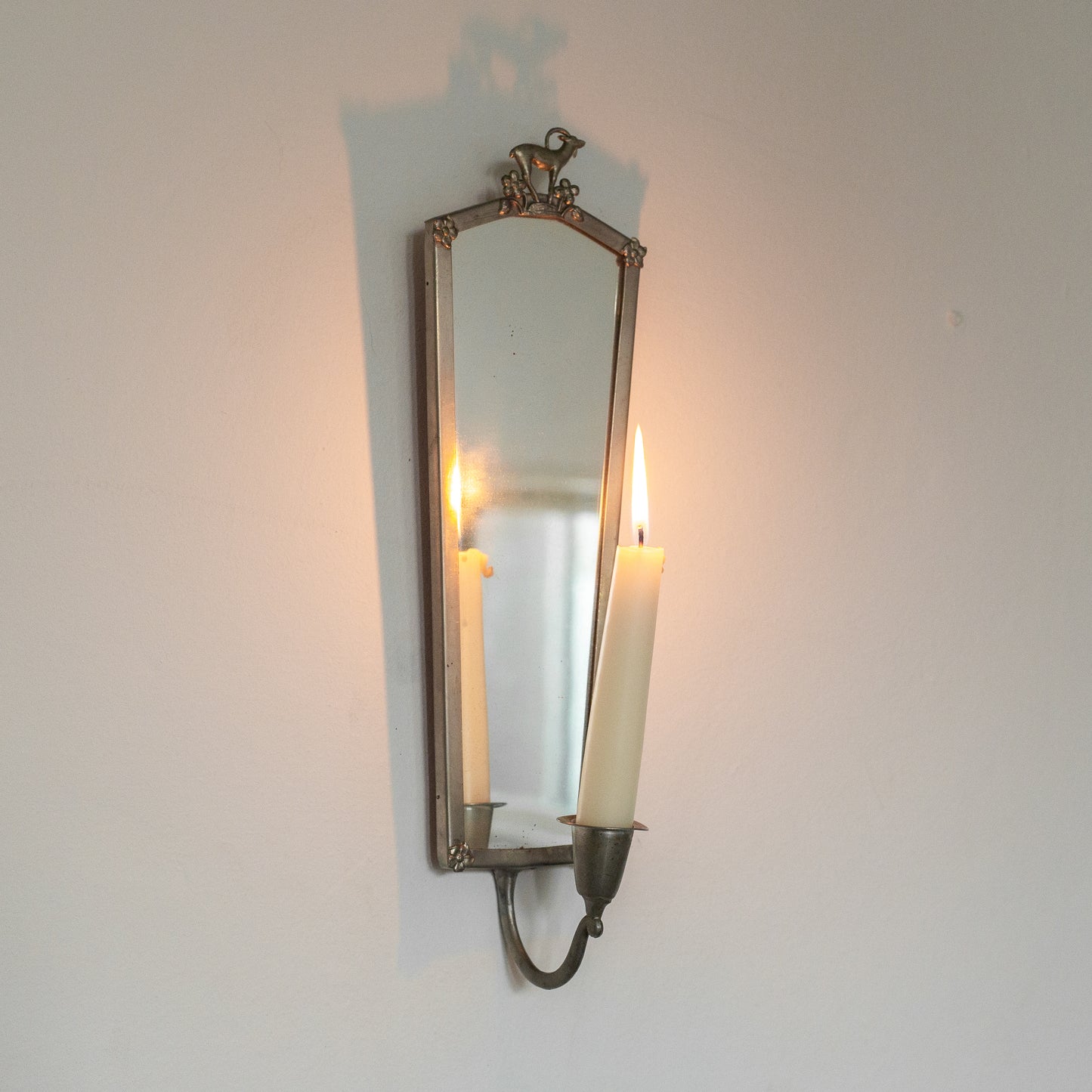 Swedish Grace pewter mirror sconce, Sweden. 1920's.