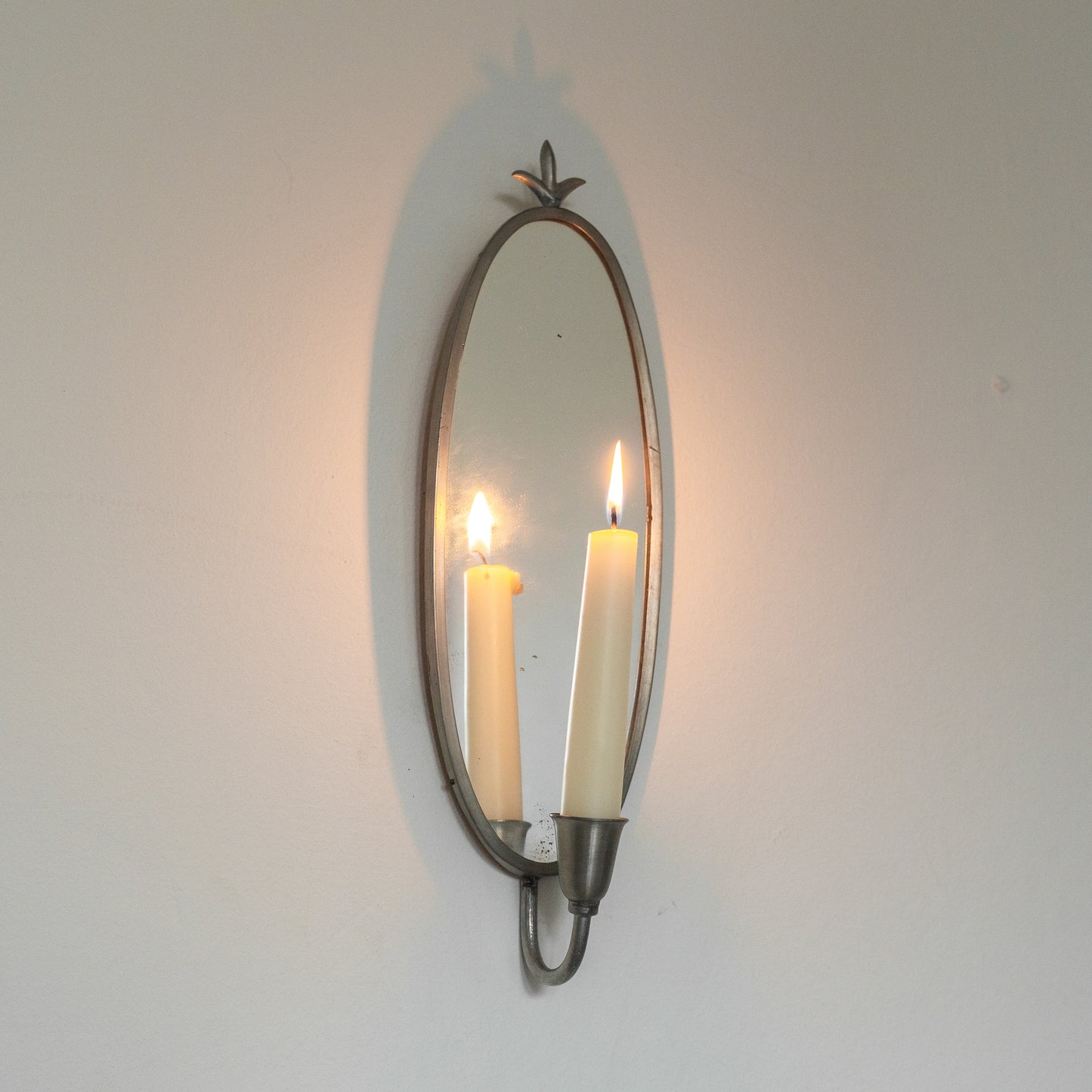 Swedish Grace pewter mirror sconce, Sweden. 1920's.