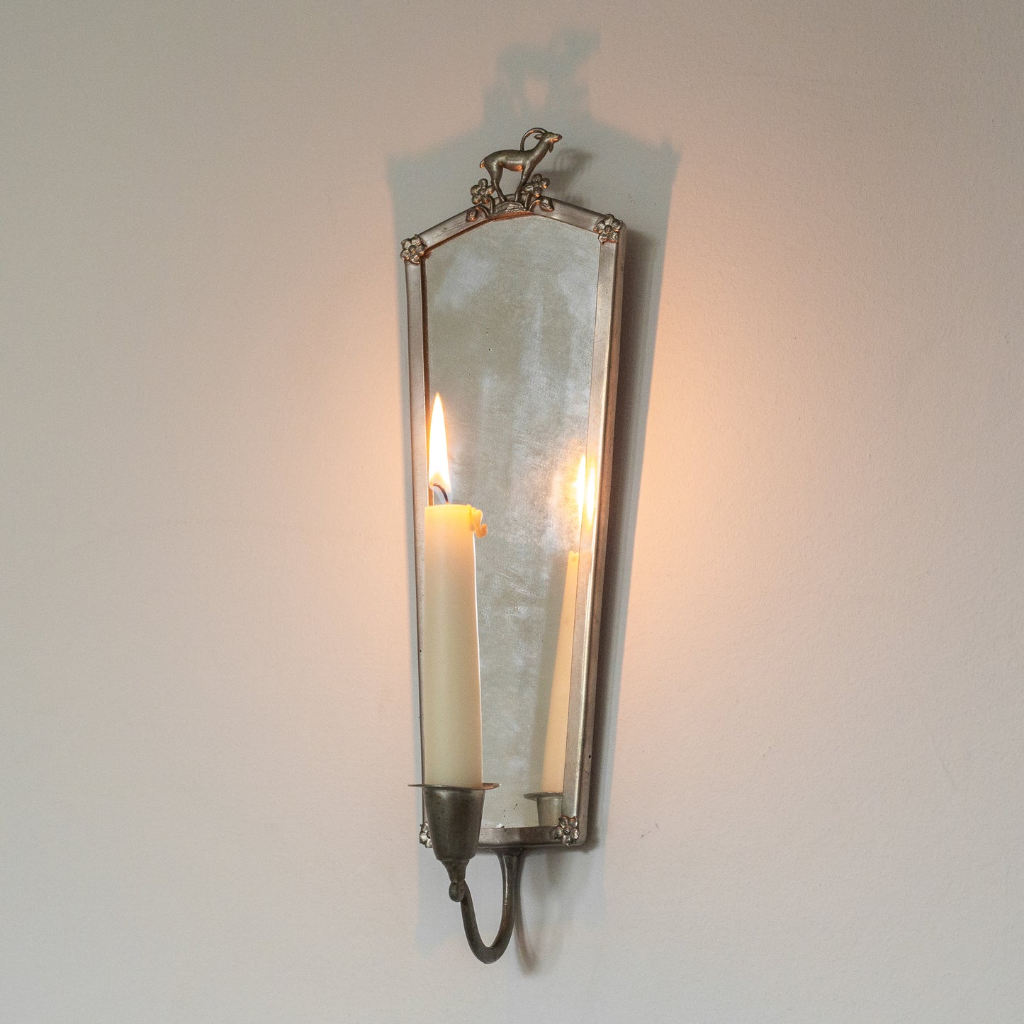 Swedish Grace pewter mirror sconce, Sweden. 1920's.
