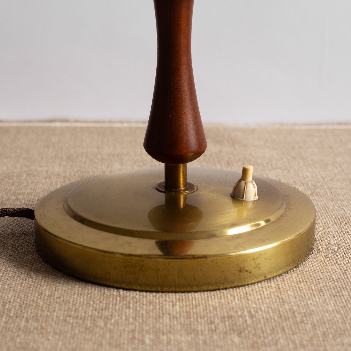 Teak and Brass Table Lamp, Denmark. 1950's.