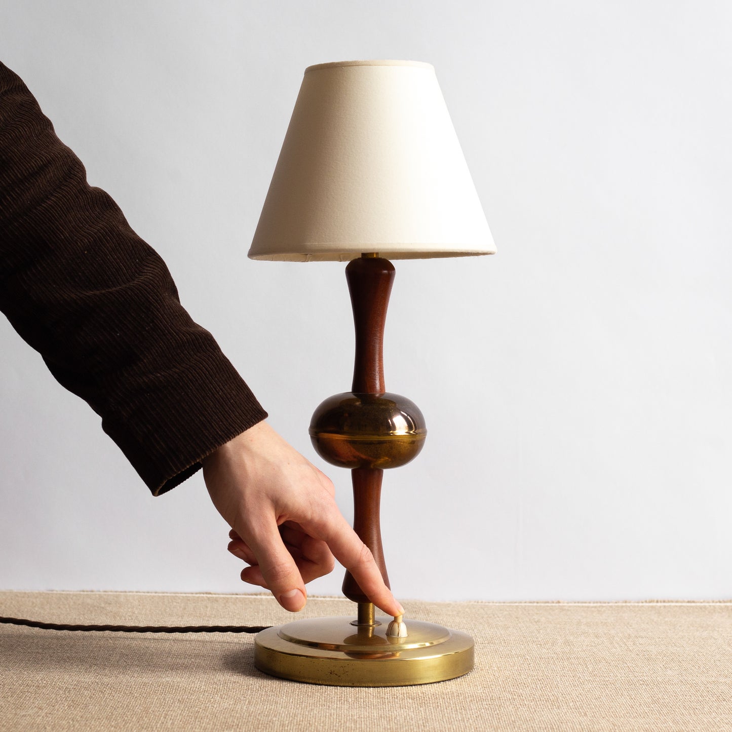 Teak and Brass Table Lamp, Denmark. 1950's.