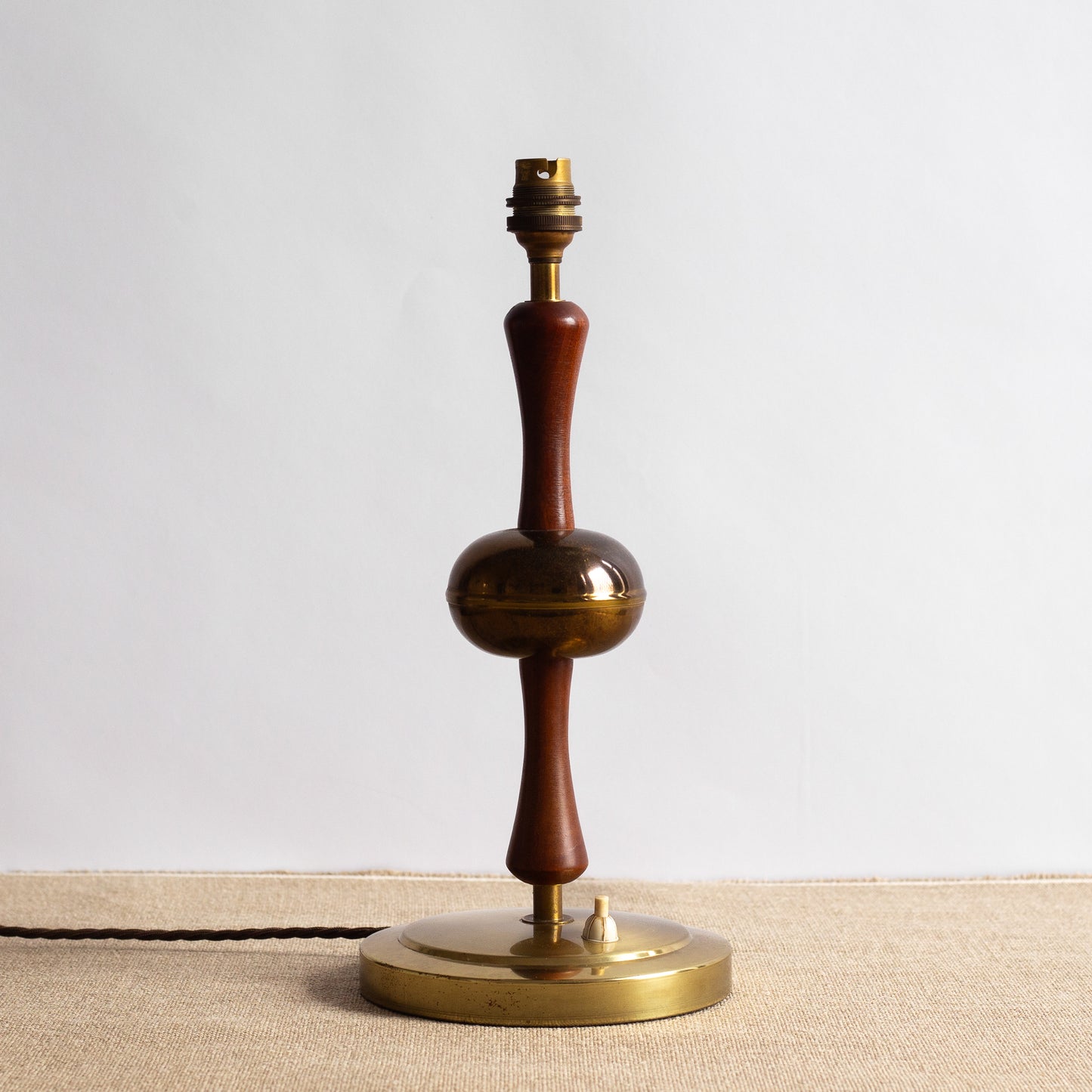 Teak and Brass Table Lamp, Denmark. 1950's.