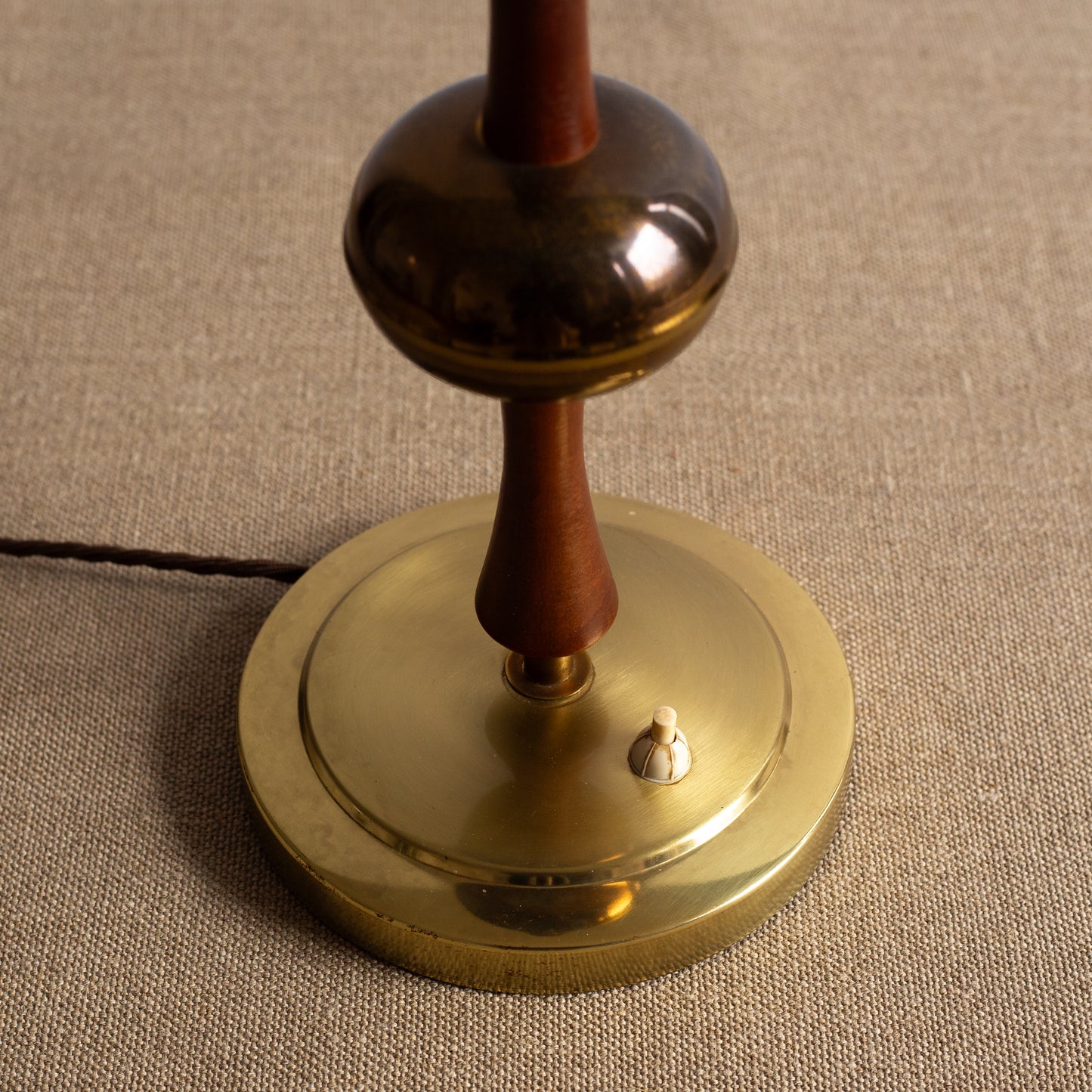 Teak and Brass Table Lamp, Denmark. 1950's.