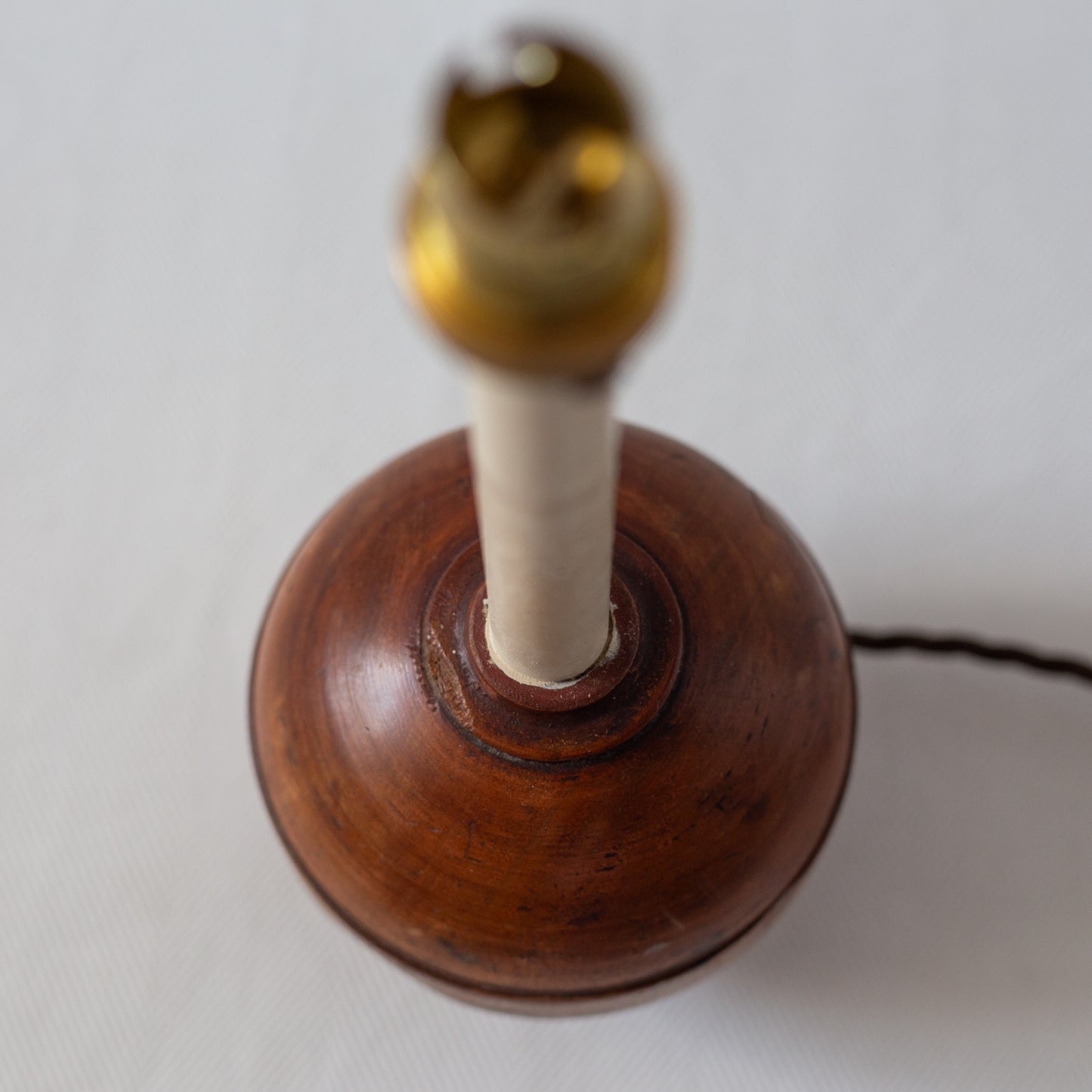 Unique Hardwood and Painted Steel Table Lamp, England. Early C20th.