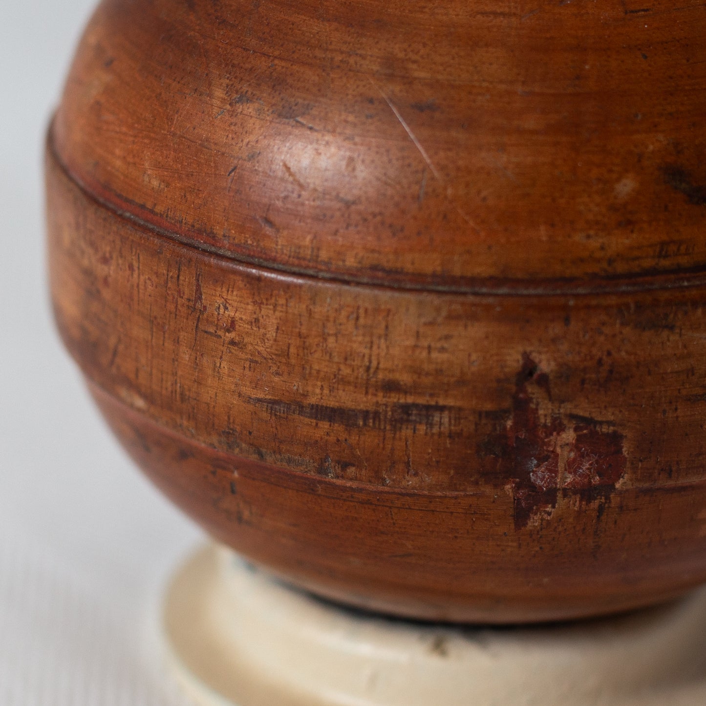 Unique Hardwood and Painted Steel Table Lamp, England. Early C20th.