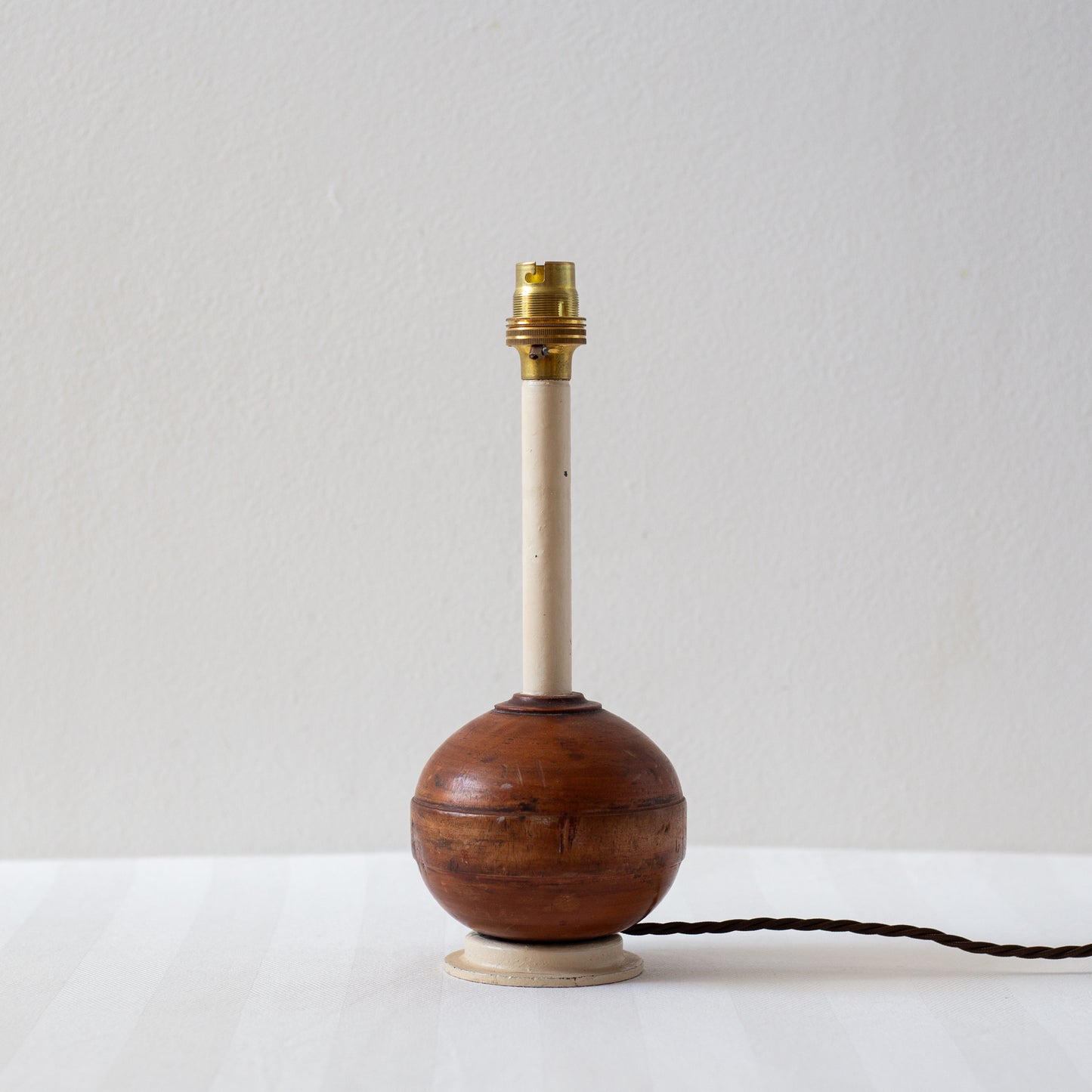 Unique Hardwood and Painted Steel Table Lamp, England. Early C20th.