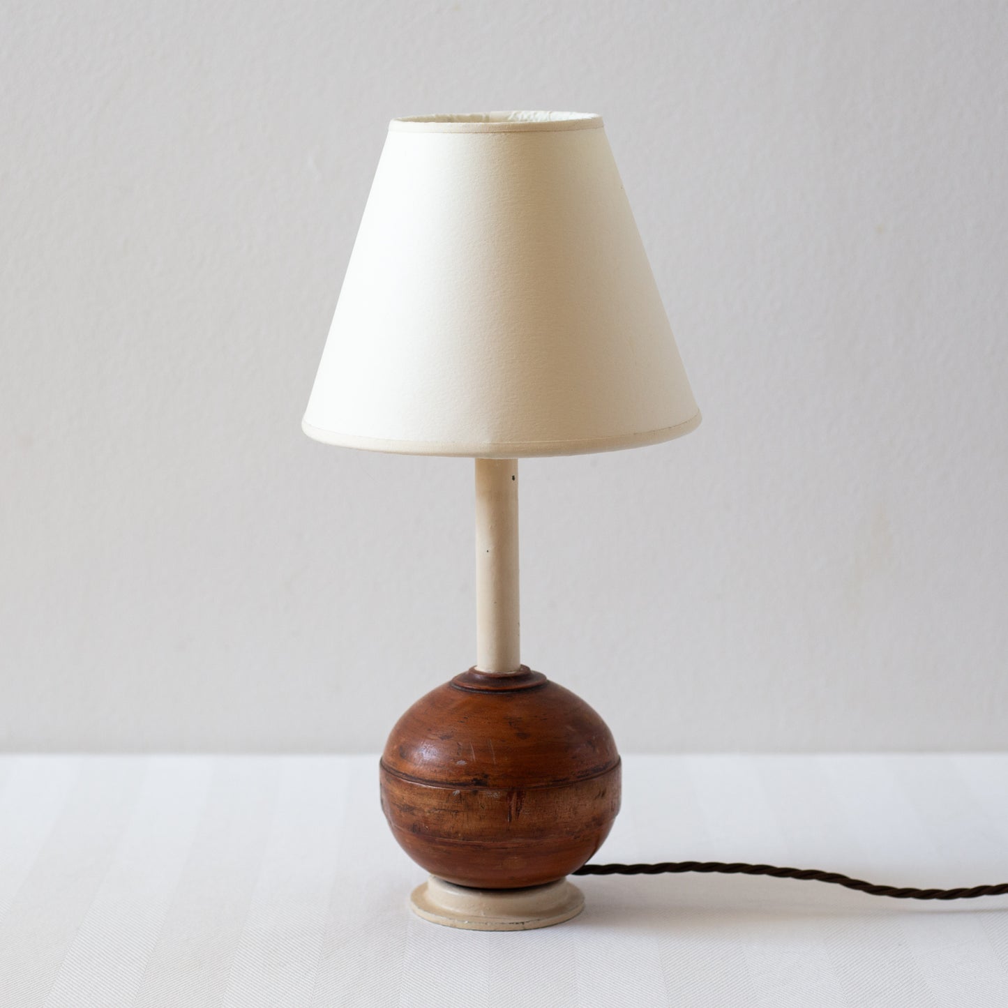 Unique Hardwood and Painted Steel Table Lamp, England. Early C20th.