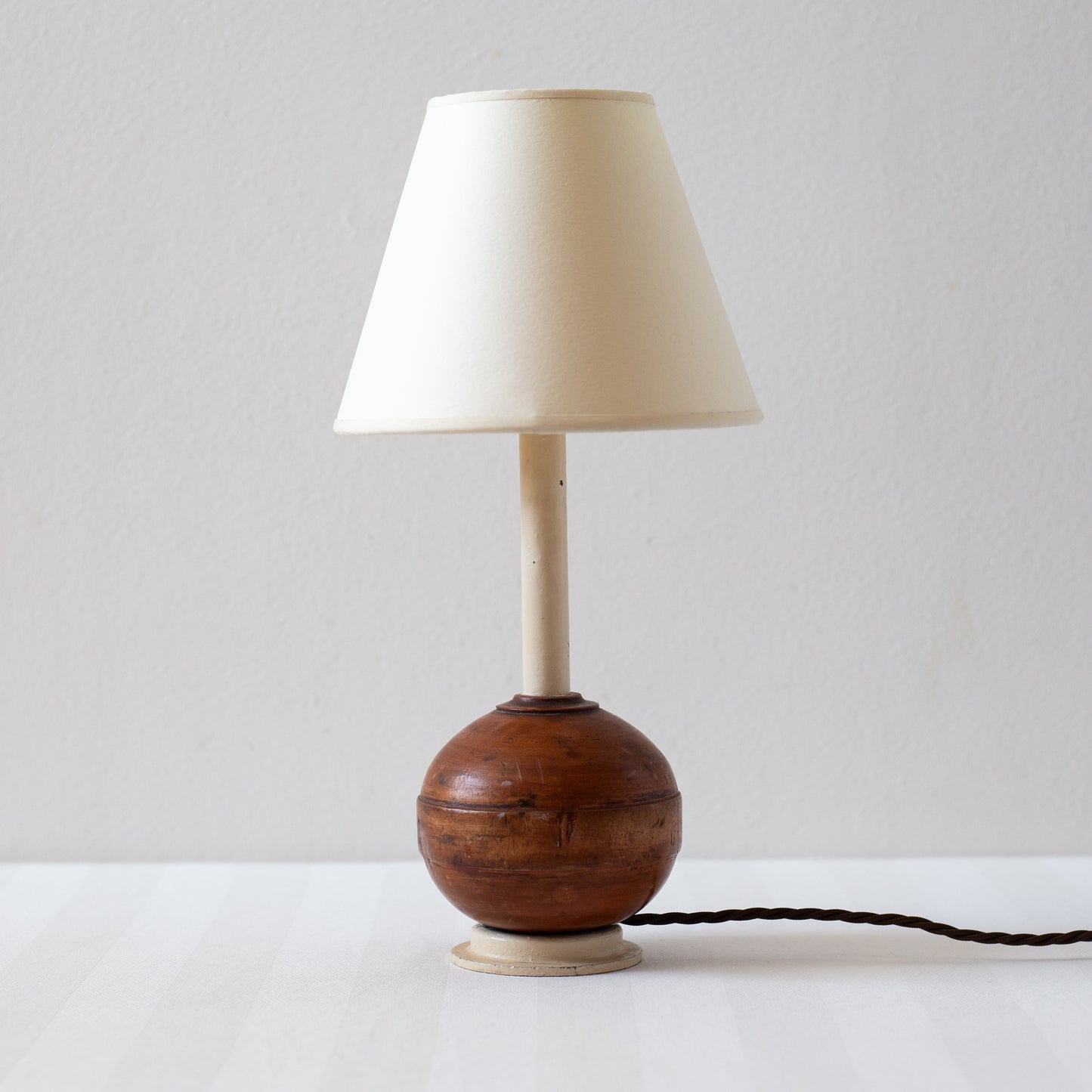 Unique Hardwood and Painted Steel Table Lamp, England. Early C20th.