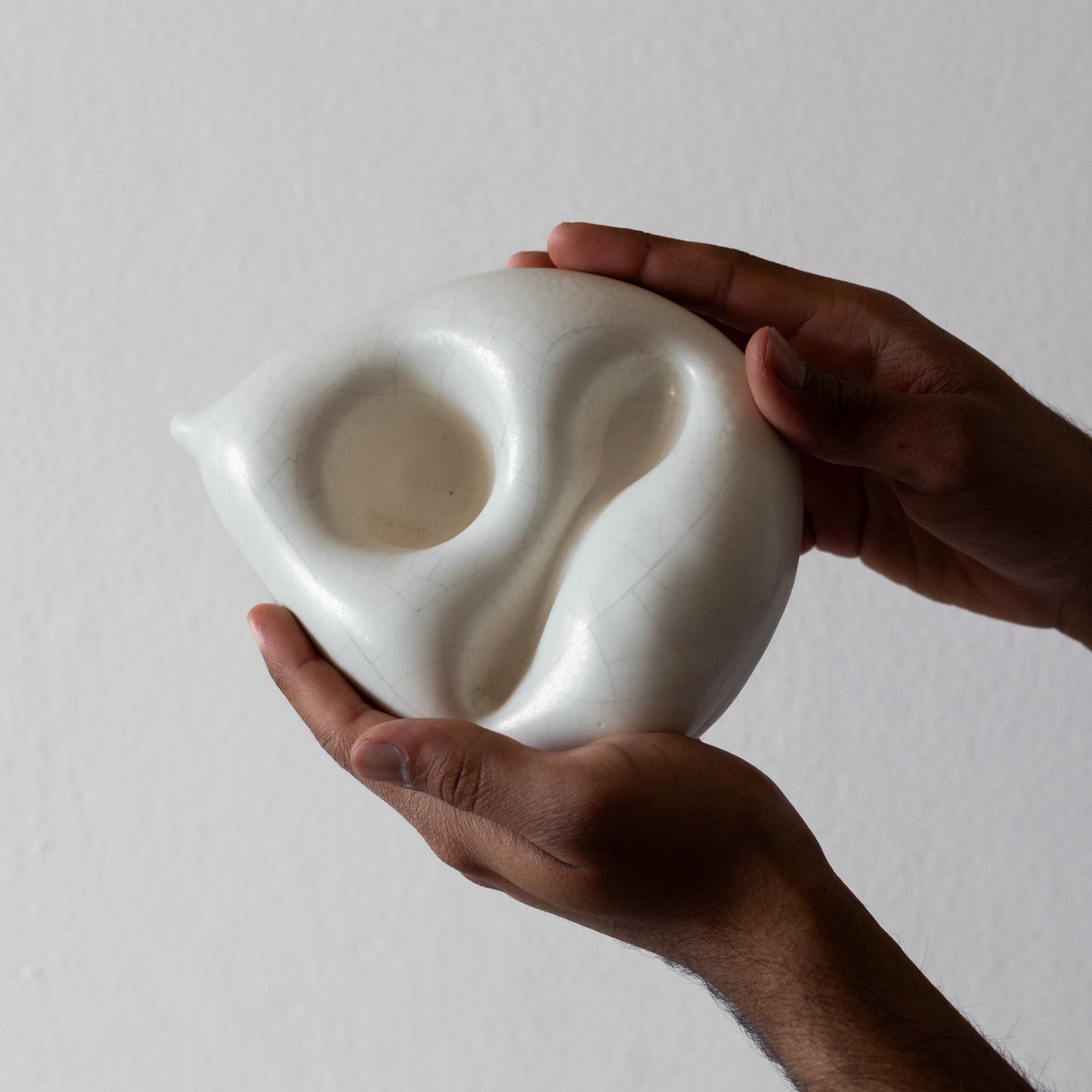 Unique Sculptural Ceramic Egg Holder with Spoon, Portugal. Late C20th.